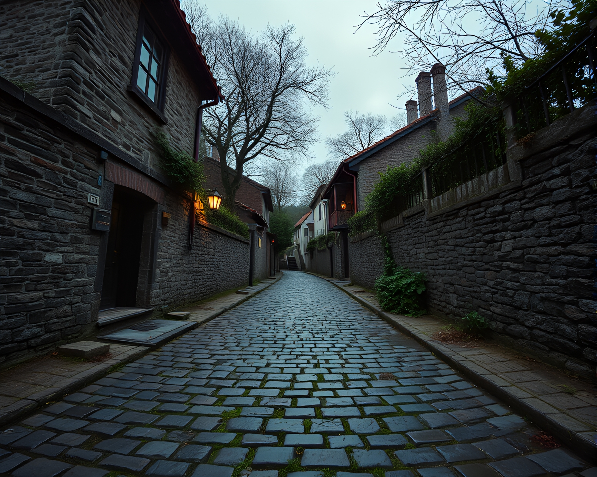 Cerberus Guarding Cobblestone Path – free AI stock image