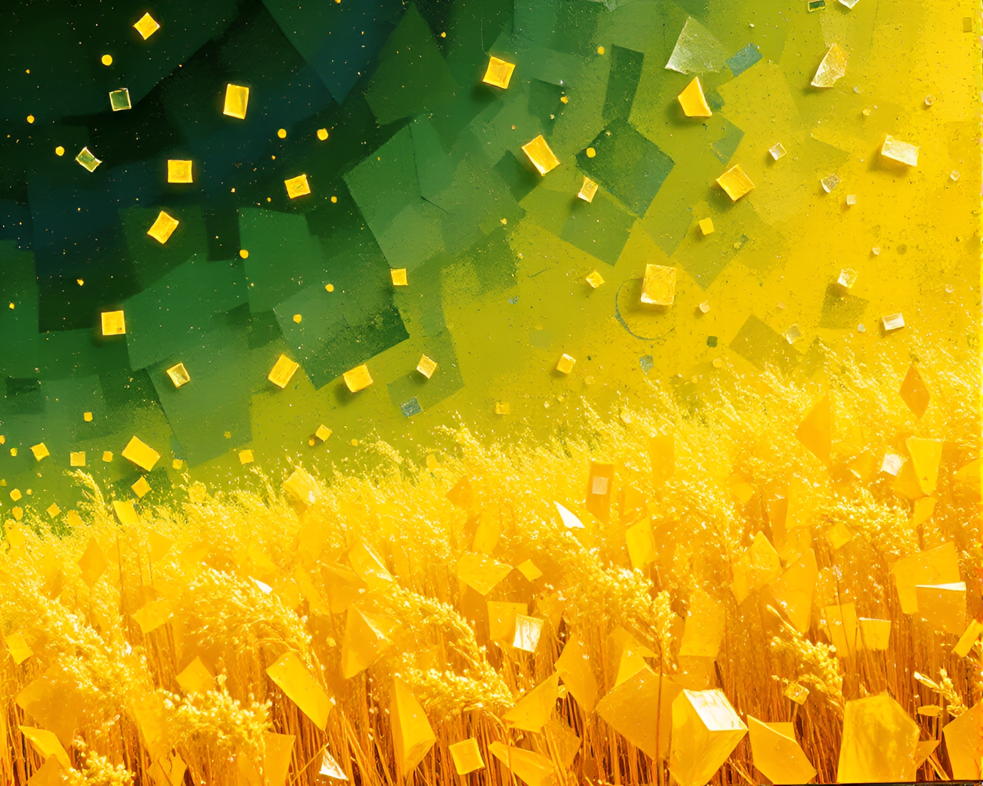Satellite Orbit Amidst Lemon Yellow Glass Shards – free AI stock image