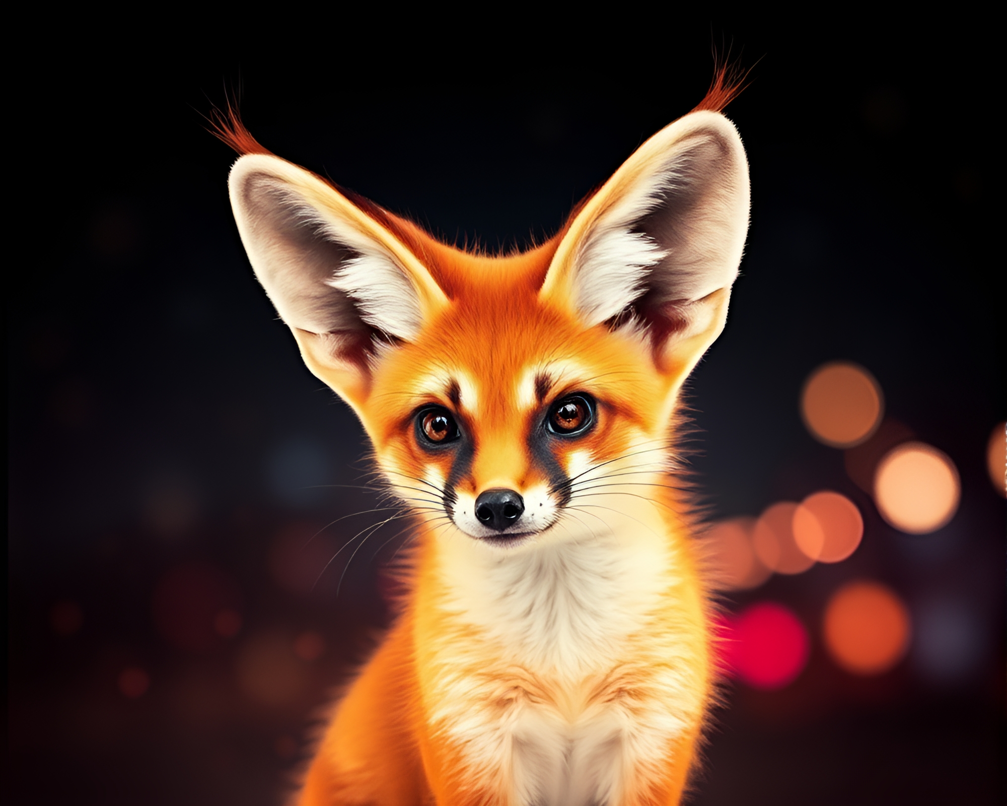 Neon Carnival: Fennec Fox Geometric Abstraction – free AI stock image