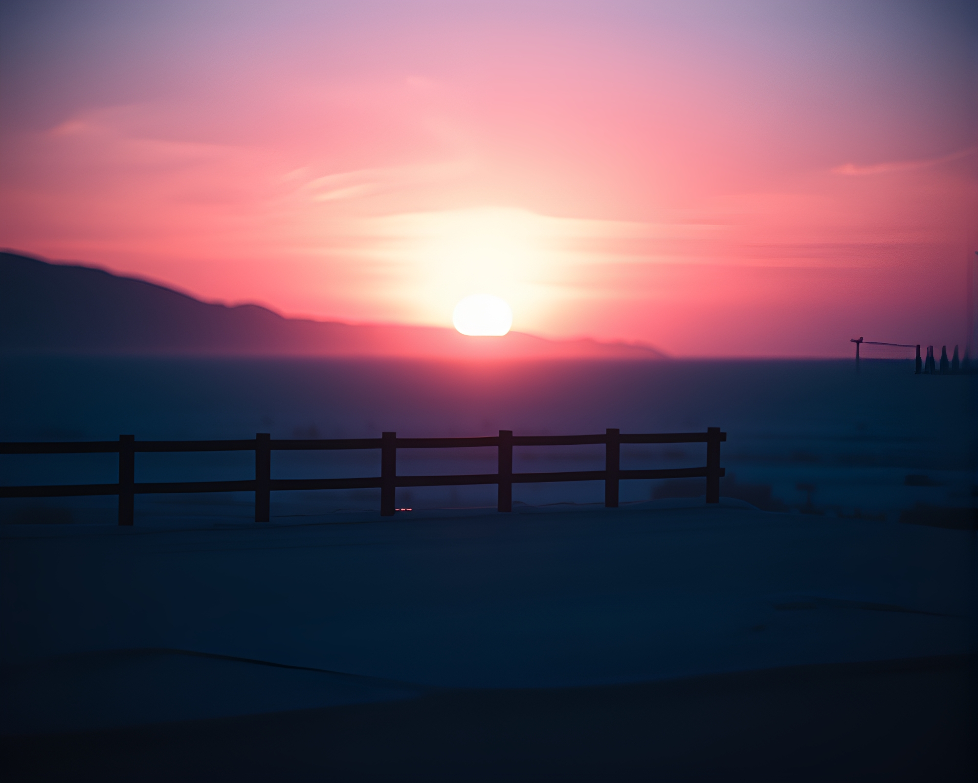 Vaporwave Sunset with Stencil Shadows – free AI stock image