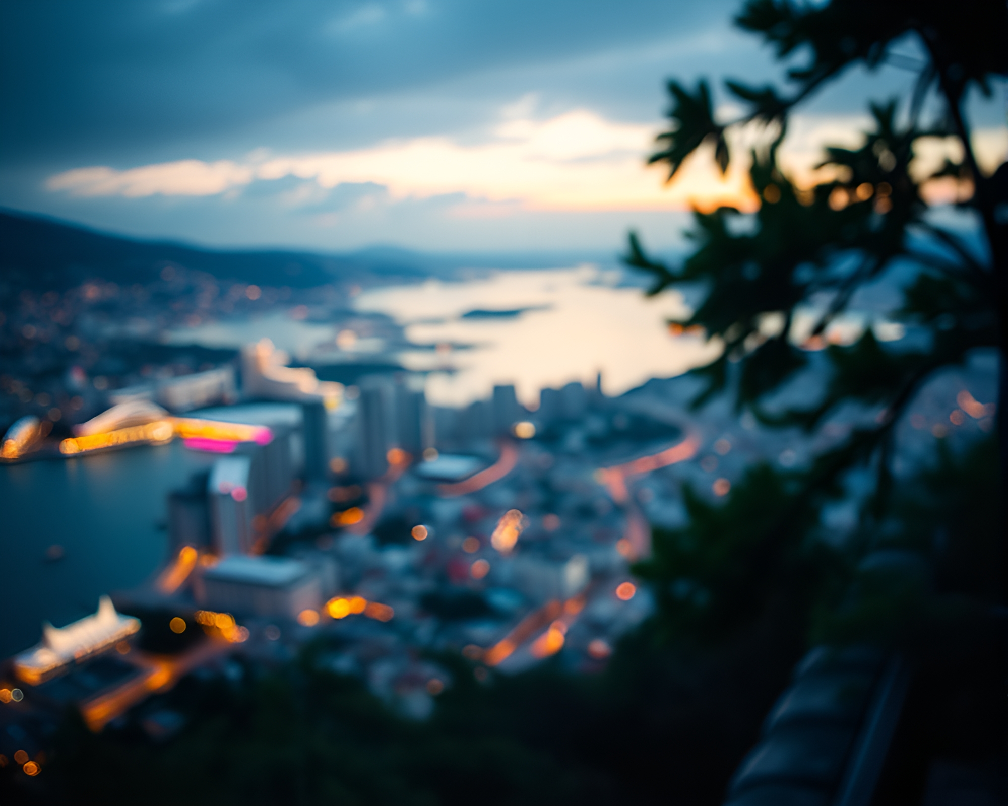 Panoramic View of Enchanted Hydra with Bold Bokeh Style – free AI stock image