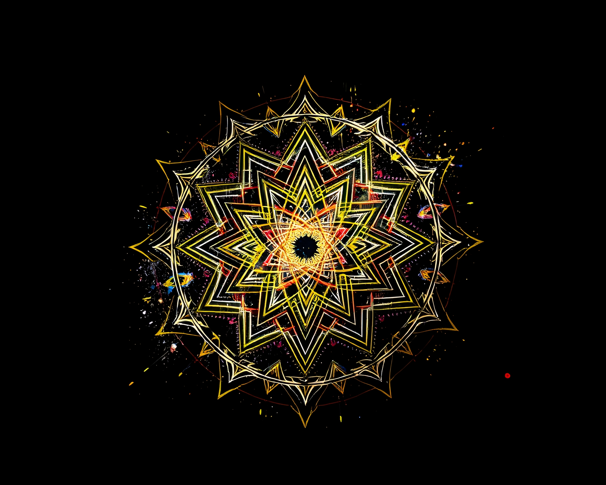 Sacred Geometry Splatter Art Studio Spotlight Composition – free AI stock image