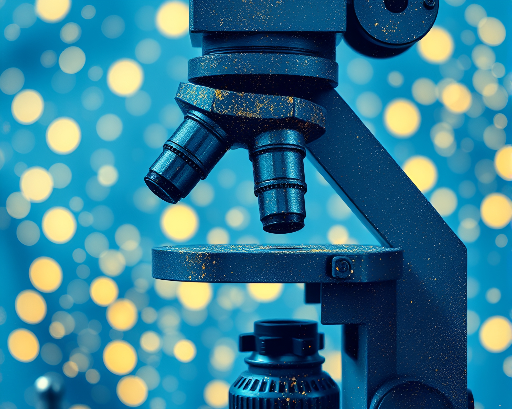 Arctic Blue Microscopic World with Gold Foil Highlights – free AI stock image