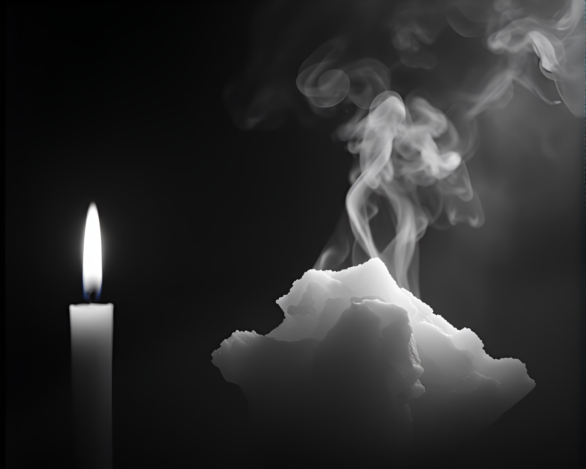 Arctic Iceberg Silhouetted with Monochrome Candle Smoke – free AI stock image