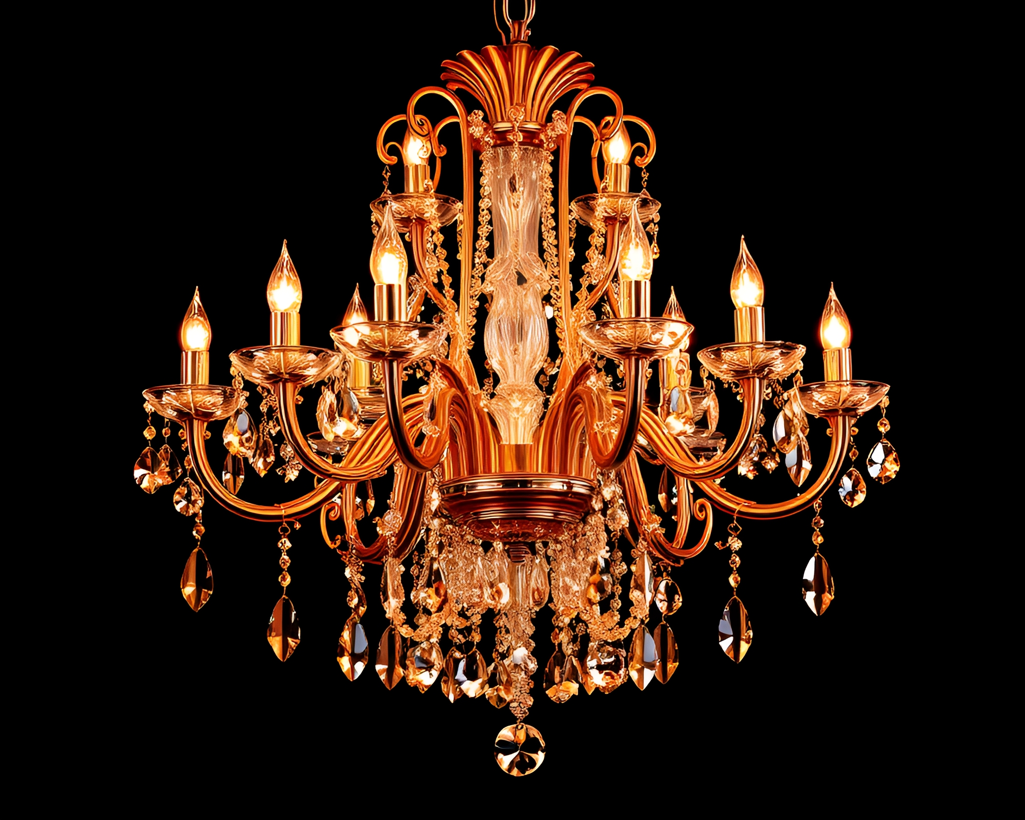 Bronze Patina Crystal Chandelier in Rose Gold Palette – free AI stock image