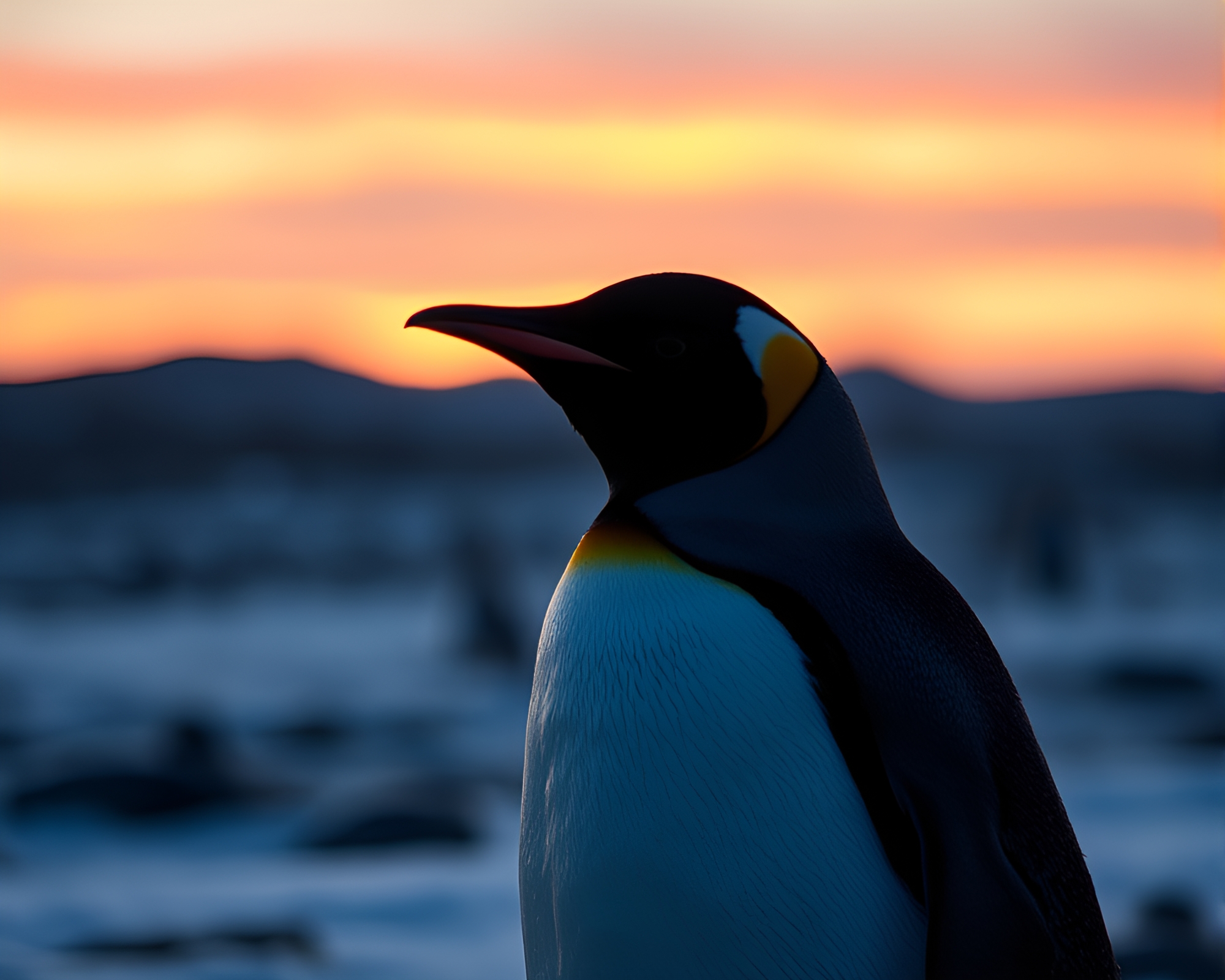 Majestic Penguin at Sunrise – free AI stock image