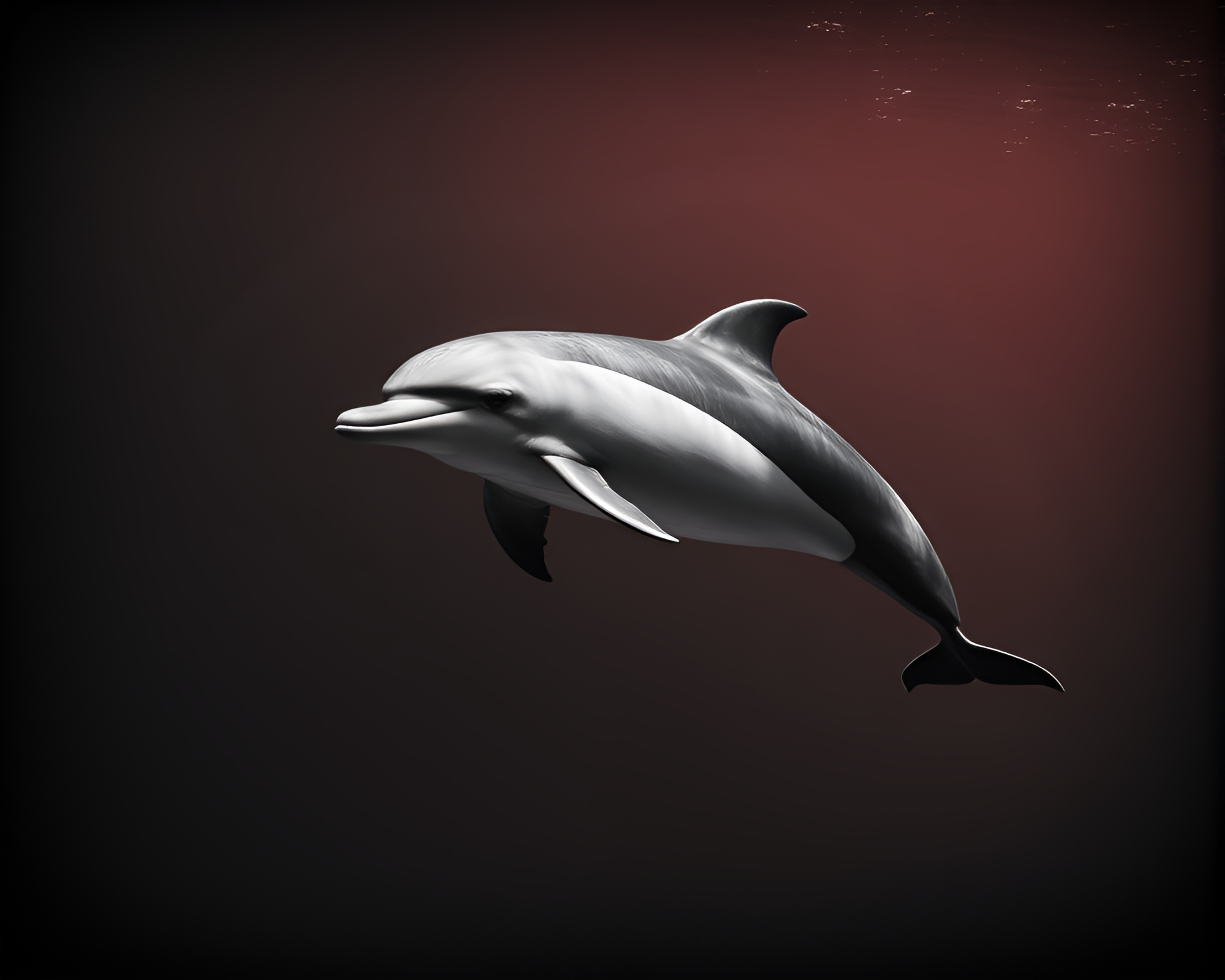 Surreal Dolphin Vignette in Crimson Monochrome – free AI stock image