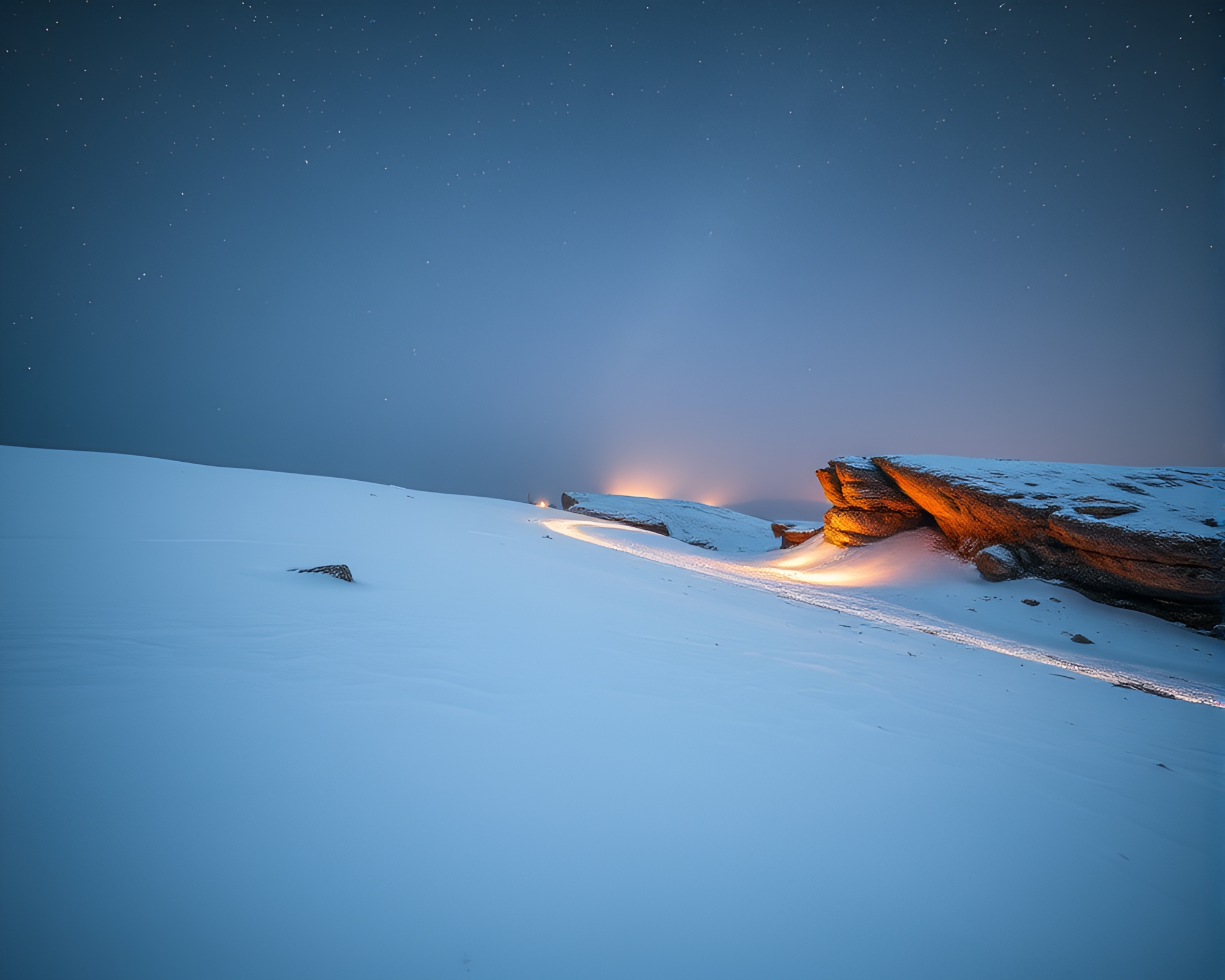 Snowy Plateau Mosaic: Ethereal Long Exposure Photography – free AI stock image