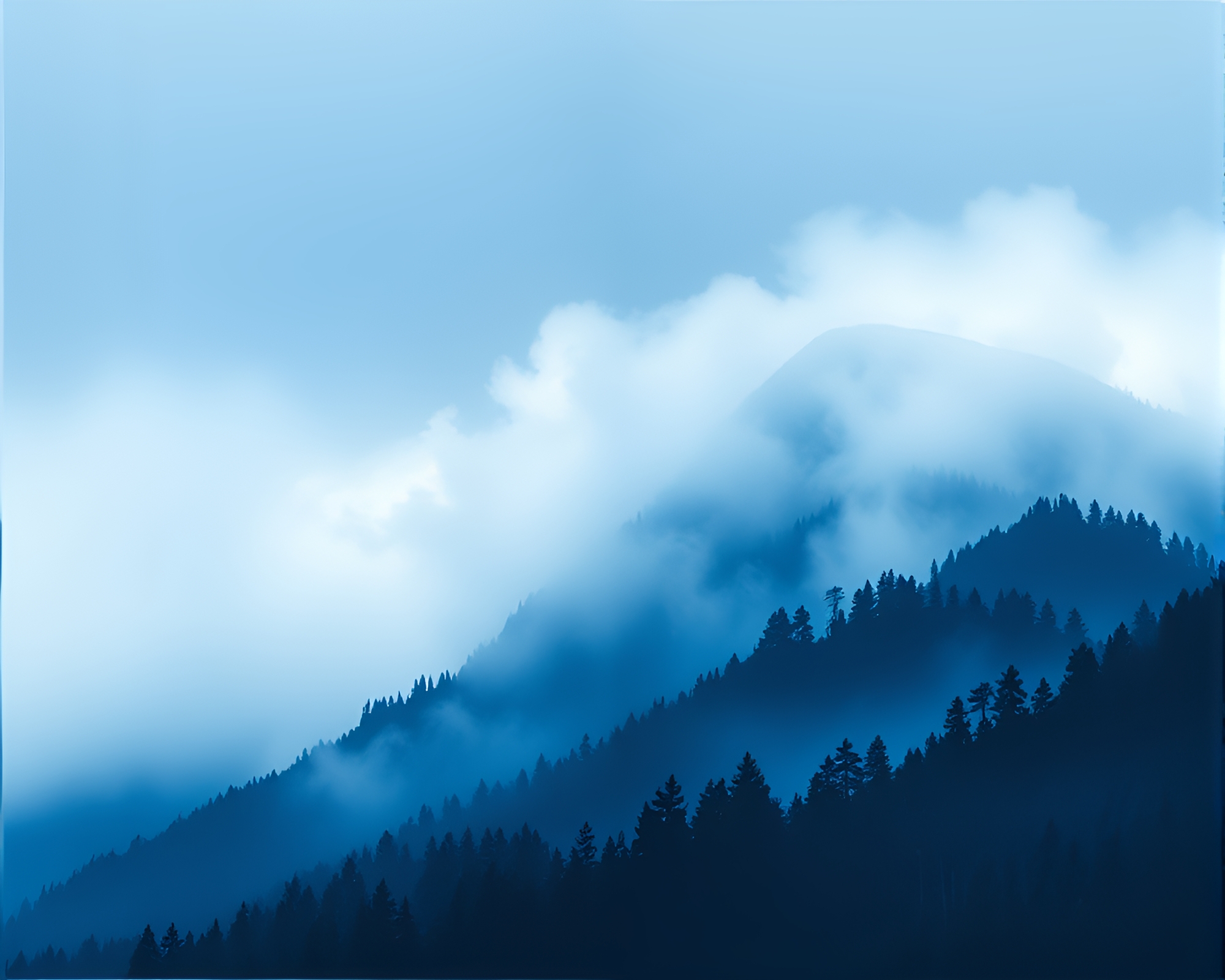 Mist-Shrouded Mountain Collage Cutouts Stereograph – free AI stock image