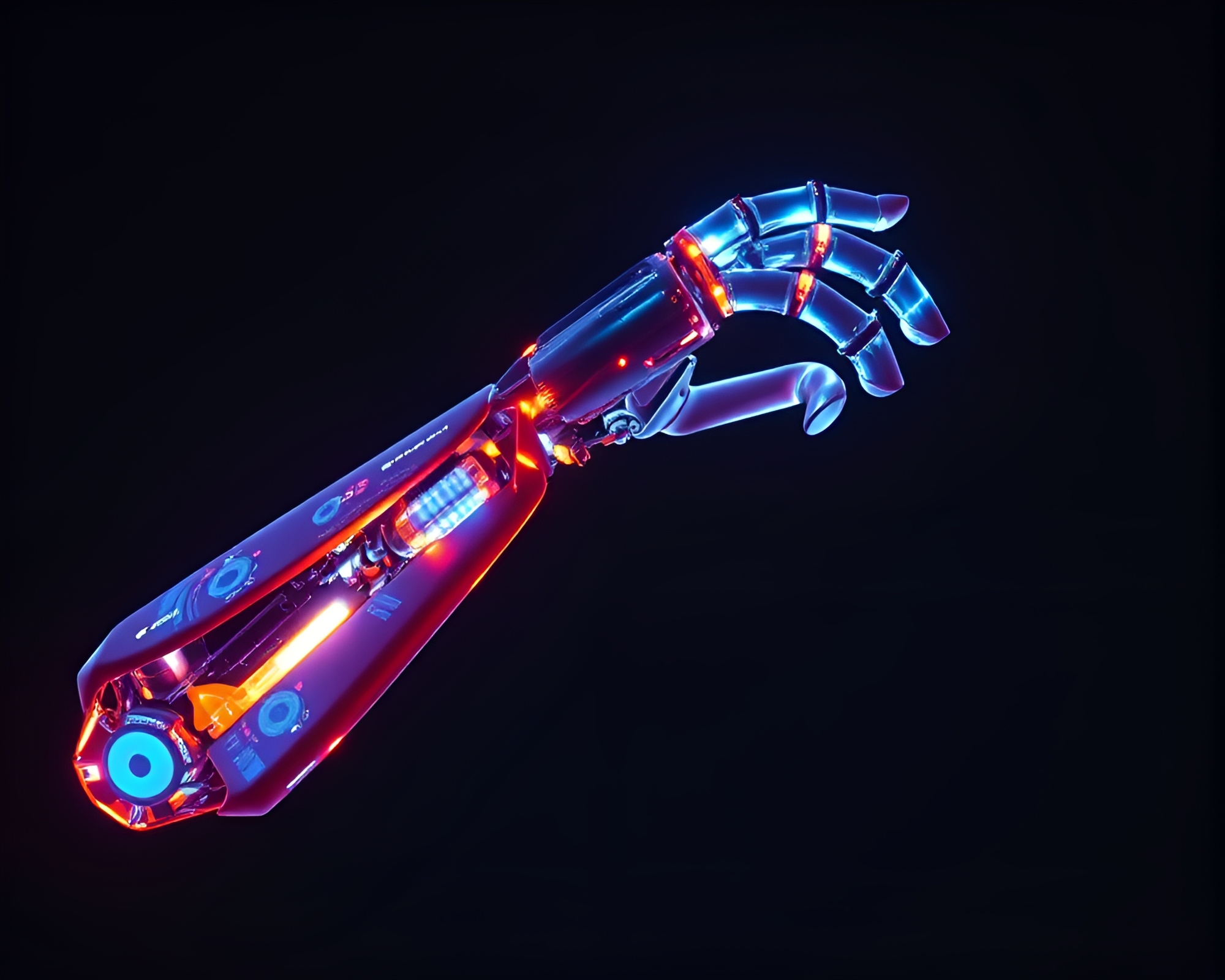 Robotic Arm in Fractal Glow: Screen Printing Masterpiece – free AI stock image