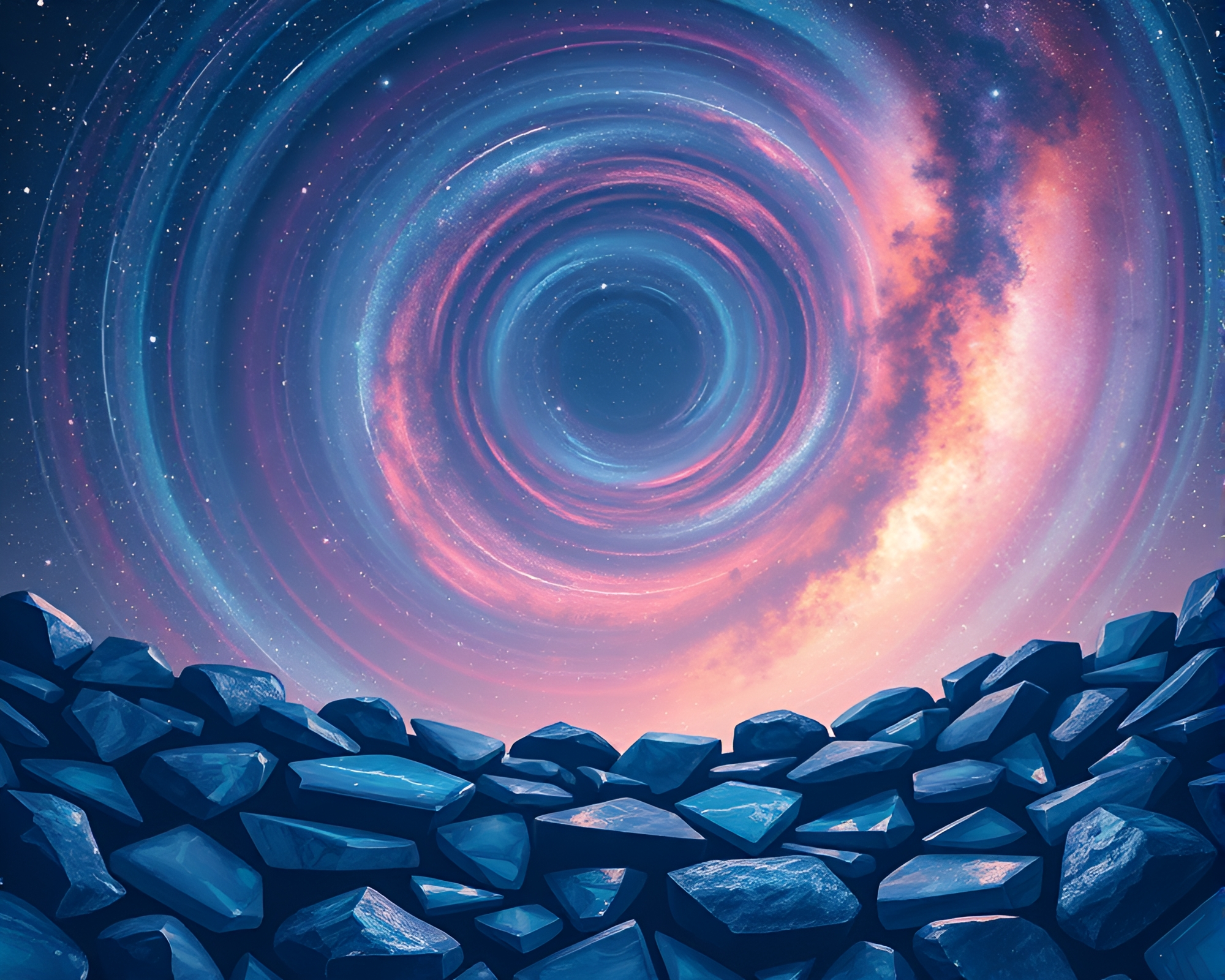 Glass Shard Stone Circle under Milky Way Sky – free AI stock image