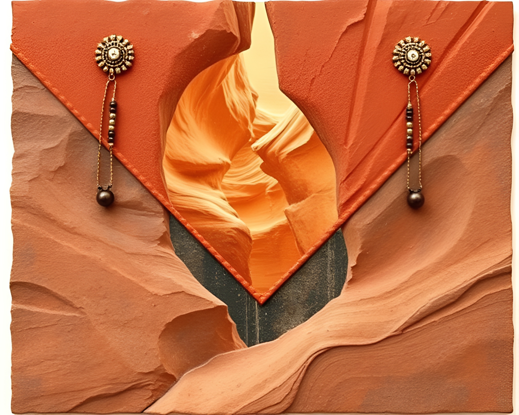 Handwritten Letter Canyon Rust Geometric Beadwork Abstraction – free AI stock image