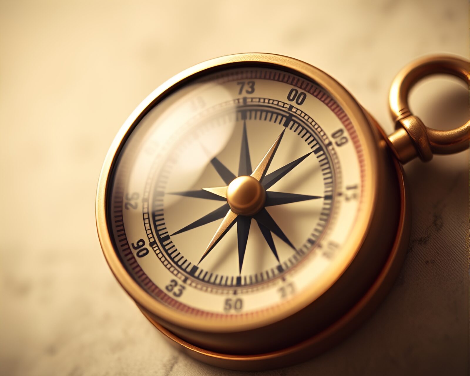 Old compass with split focus in voxel-style art