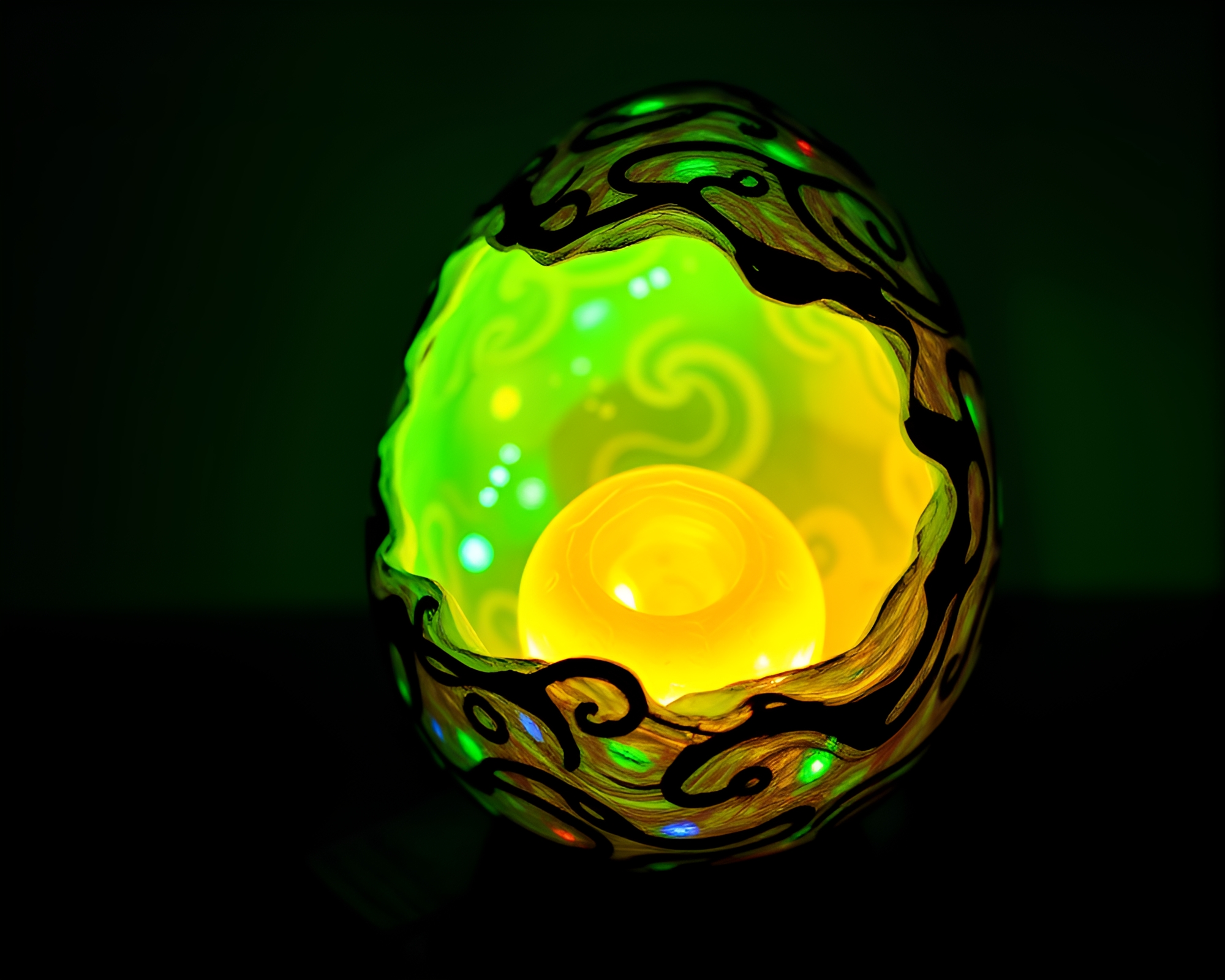 Dragon Egg Illuminated by LED Art – free AI stock image
