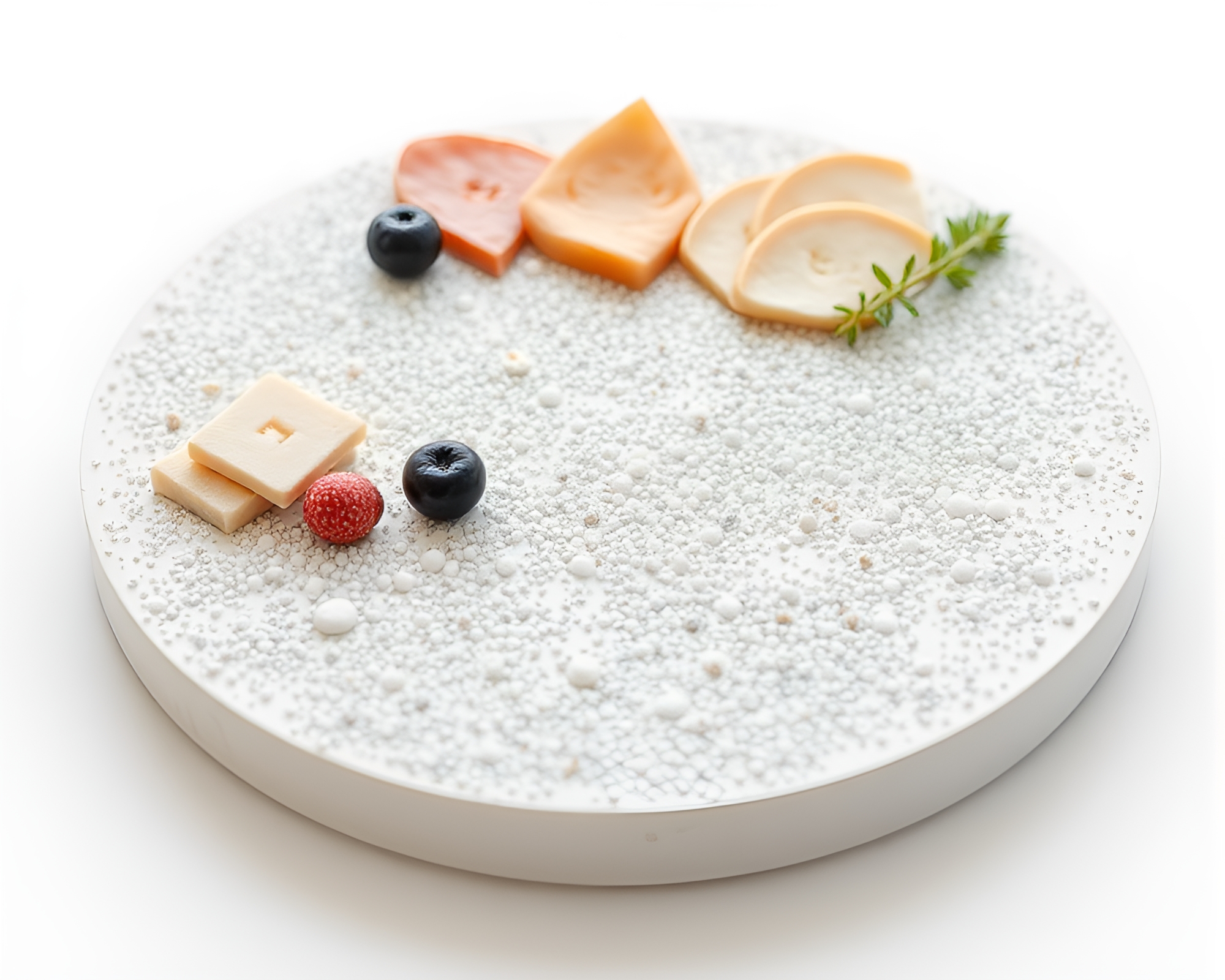 Floating Charcuterie Particles in Ivory White 3D Scan – free AI stock image
