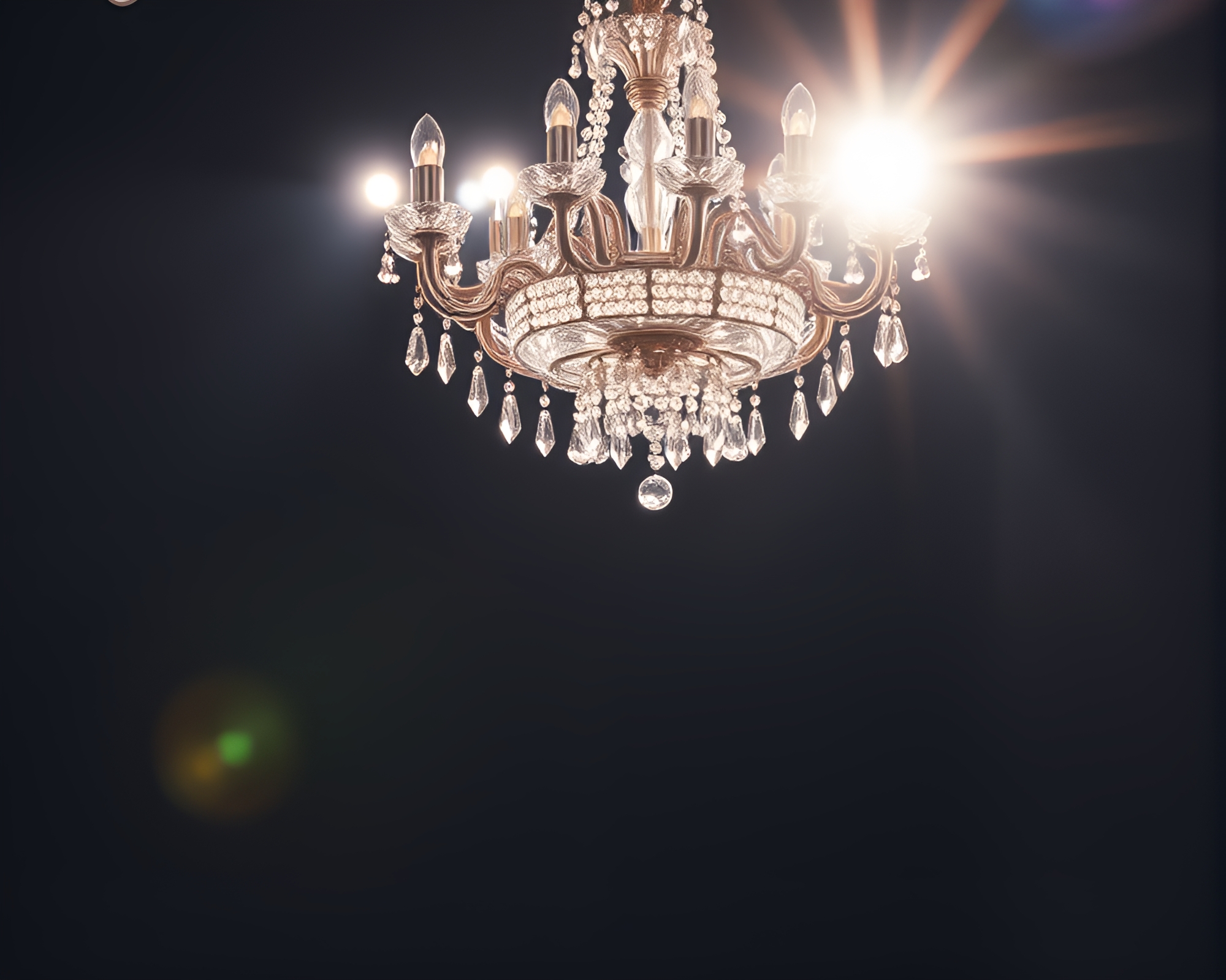 Glimmering Crystal Chandelier Silhouetted in Lens Flare – free AI stock image