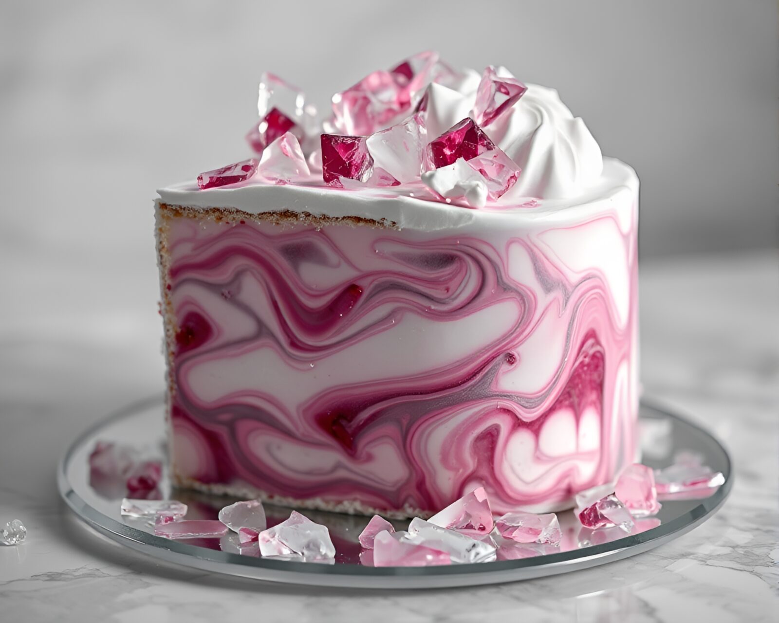 Selective color photo of marbled cake under polar twilight