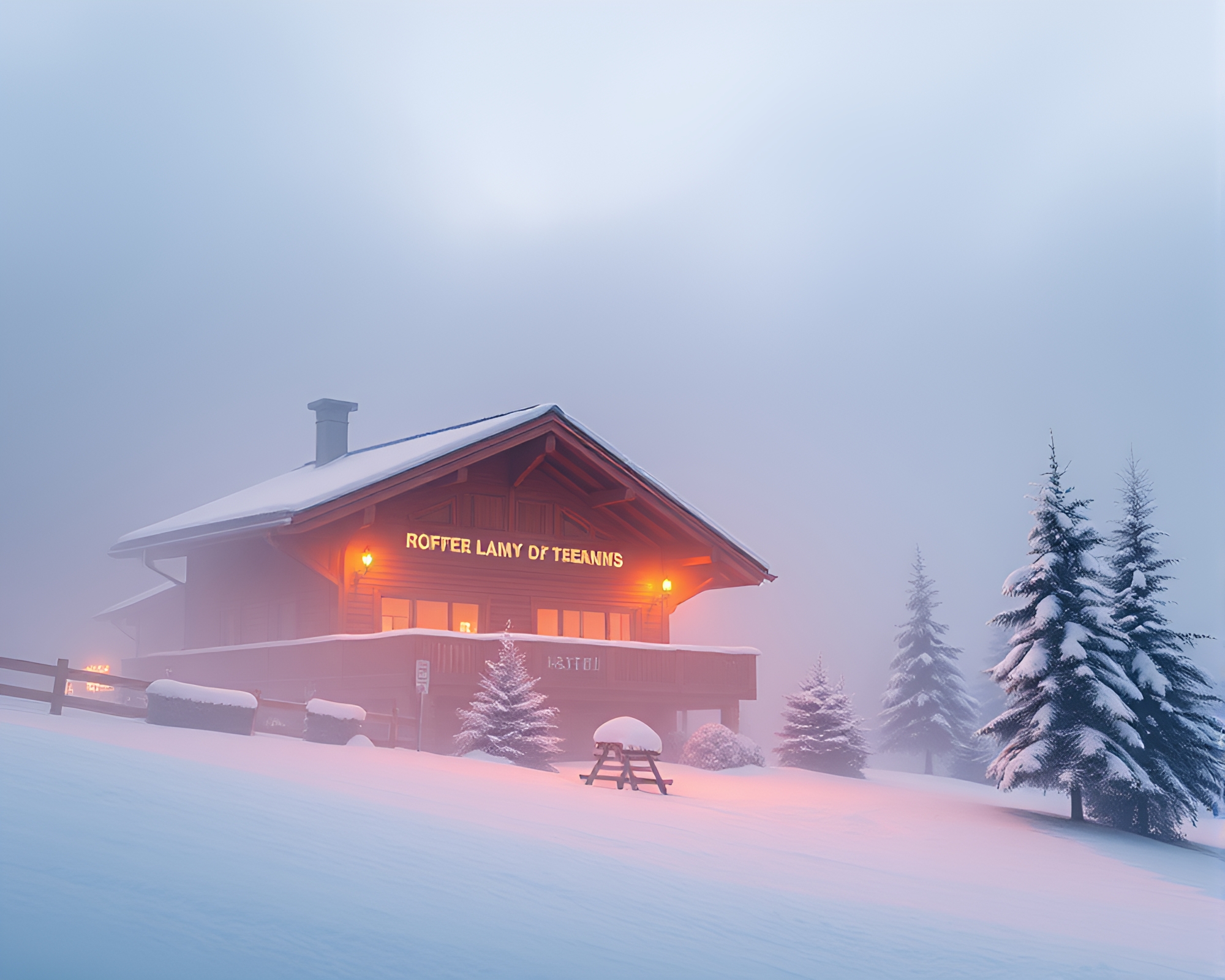 Misty Alpine Chalet Cinemagraph – free AI stock image