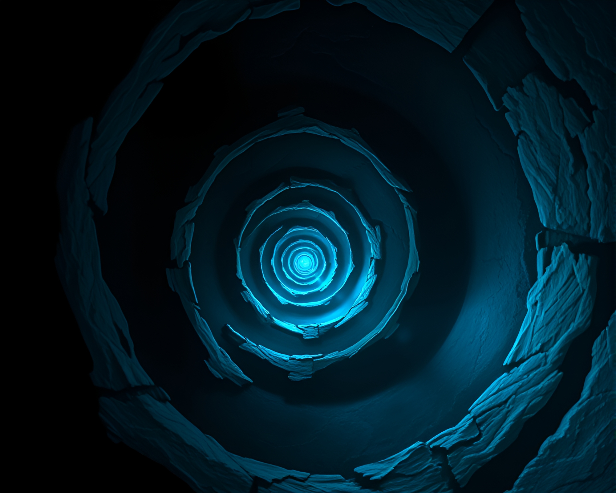 Frozen Gothic Horror: Arctic Blue Fibonacci Spiral Scene – free AI stock image