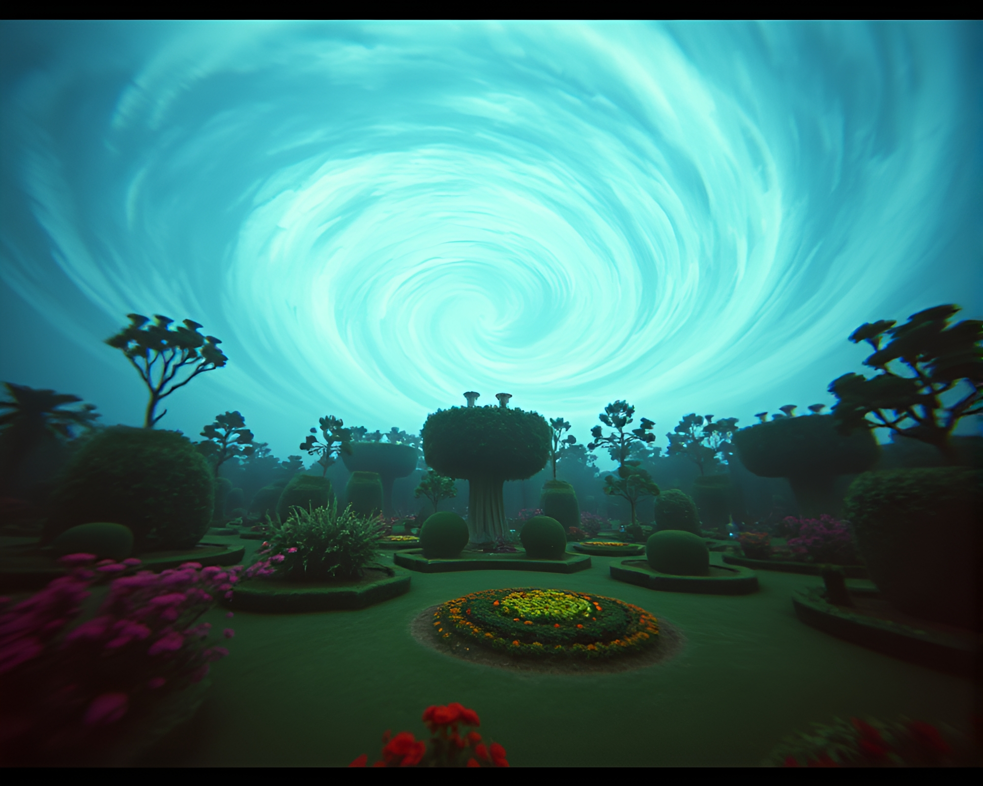 Dystopian Sky Garden: Swirling Vortex of Chaos – free AI stock image