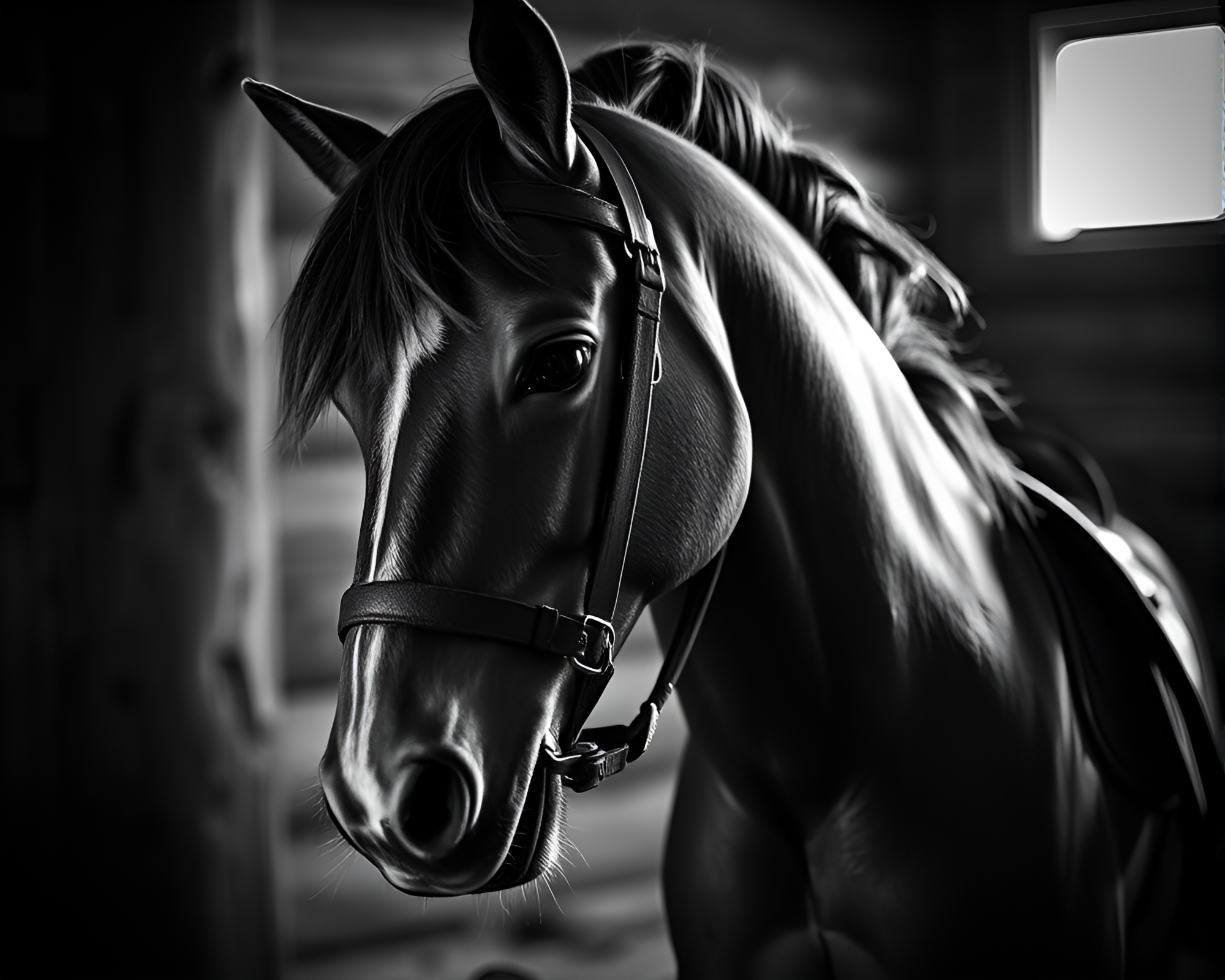 Wooden Rocking Horse: Extreme Close-Up in Black & White – free AI stock image
