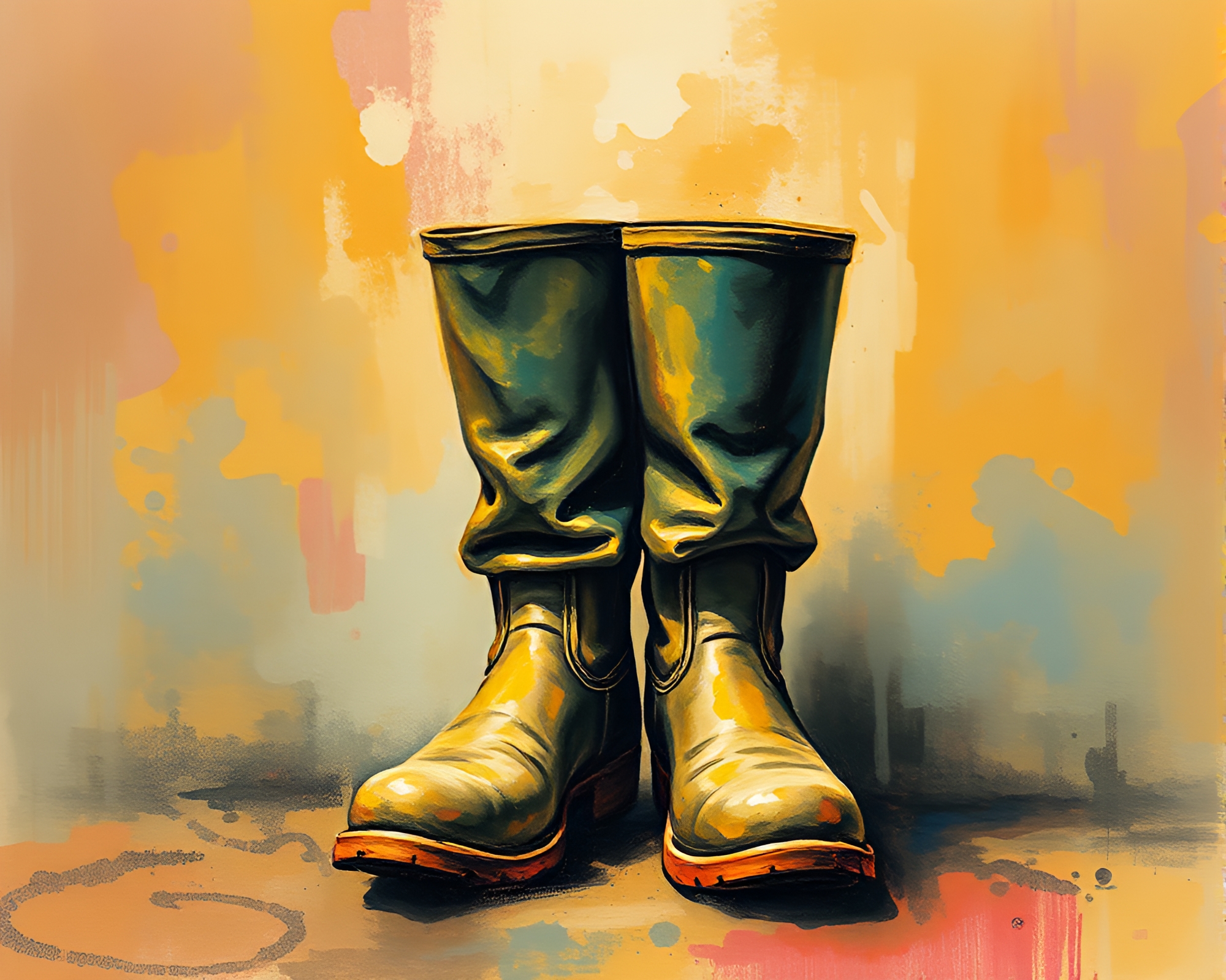 Surreal Gravity Boot Composition – free AI stock image