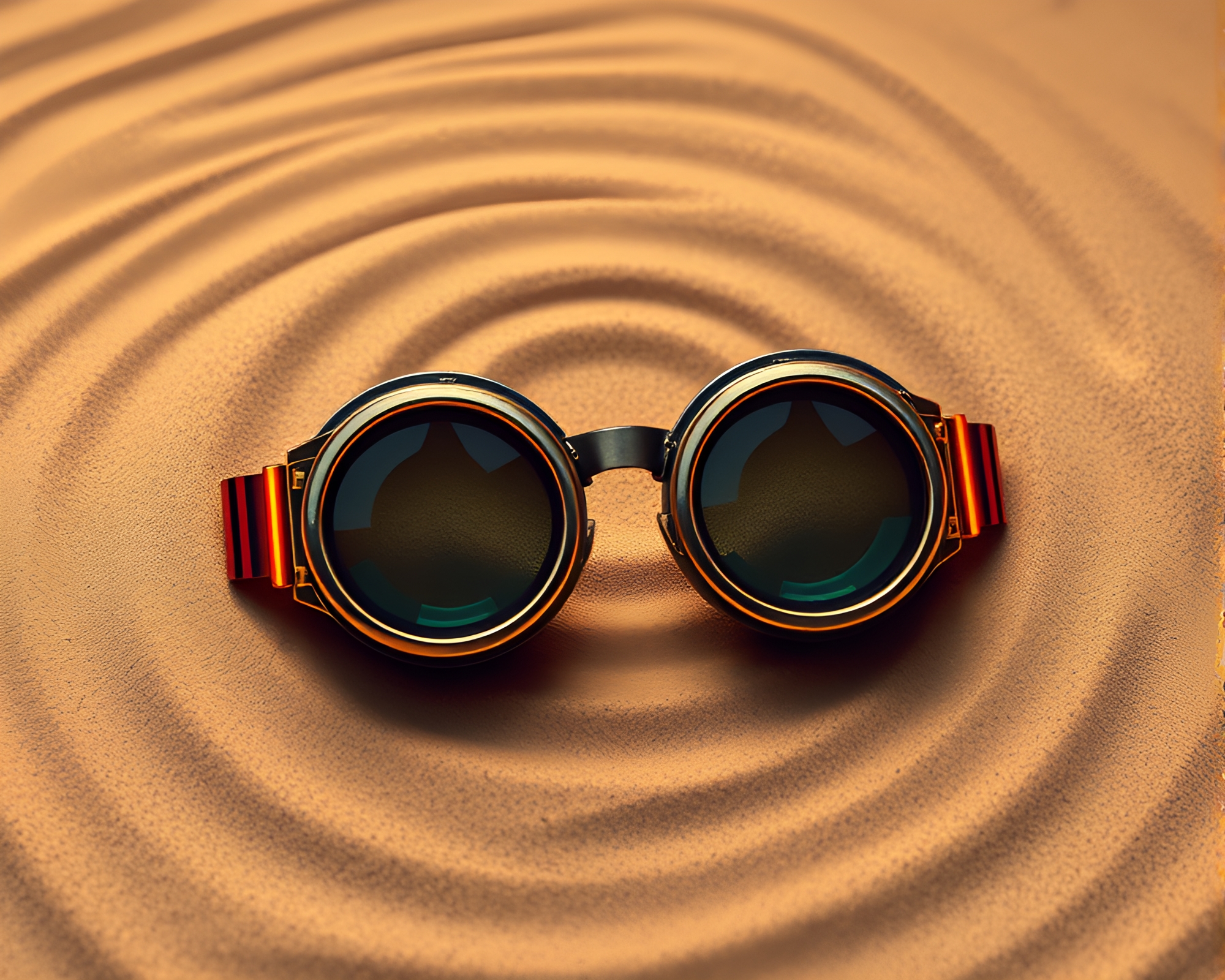 Steampunk Goggles Sandstorm Voxel Art Design – free AI stock image