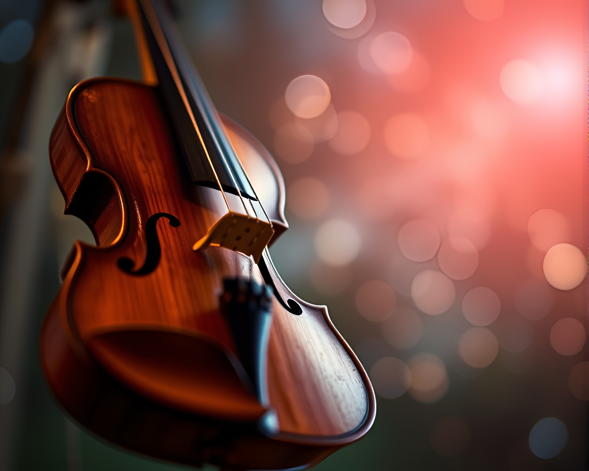 Celestial Symphony: Wooded Violin under Milky Way Lens Flare – free AI stock image