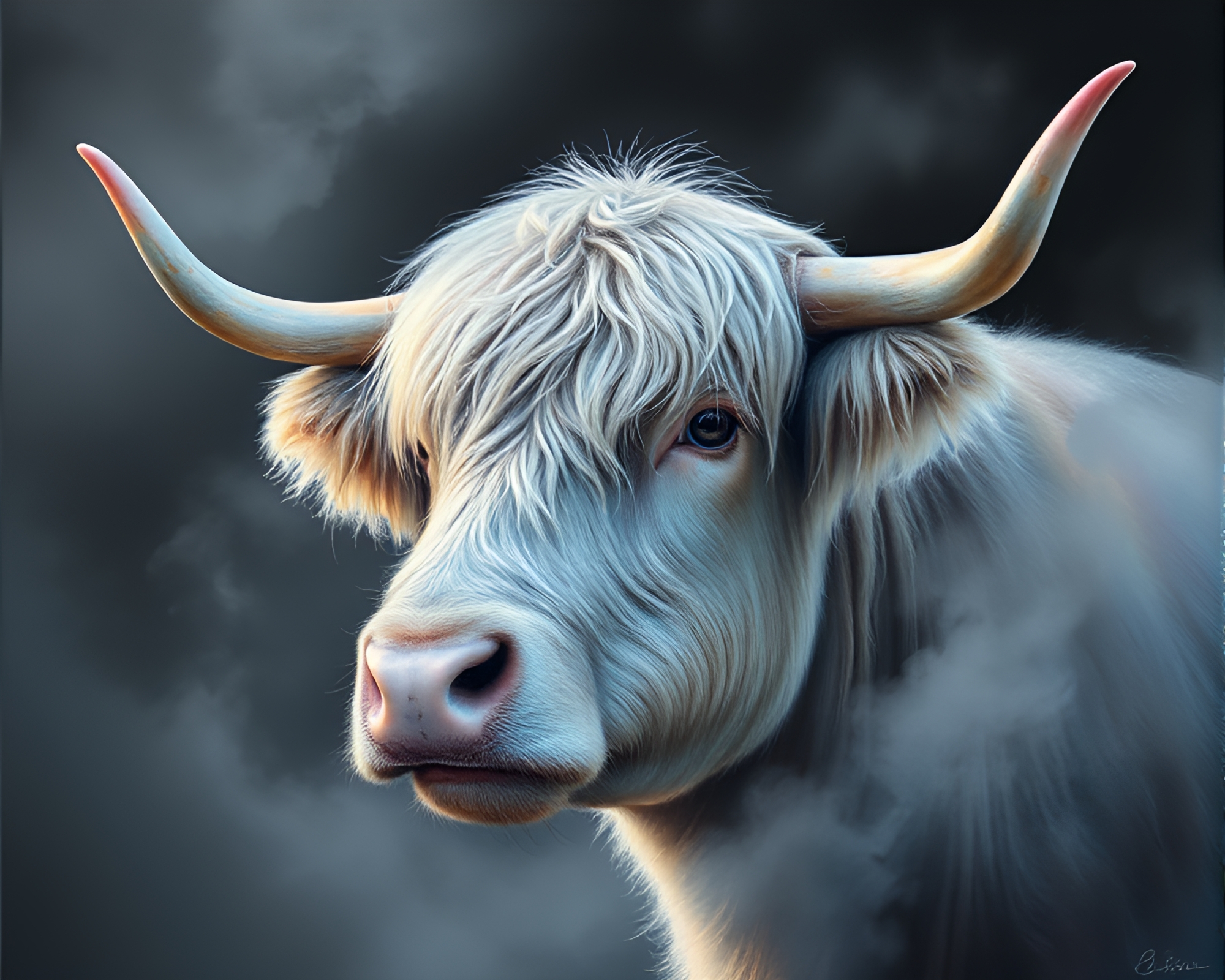 Iridescent Soap Film Highland Cow Dream – free AI stock image