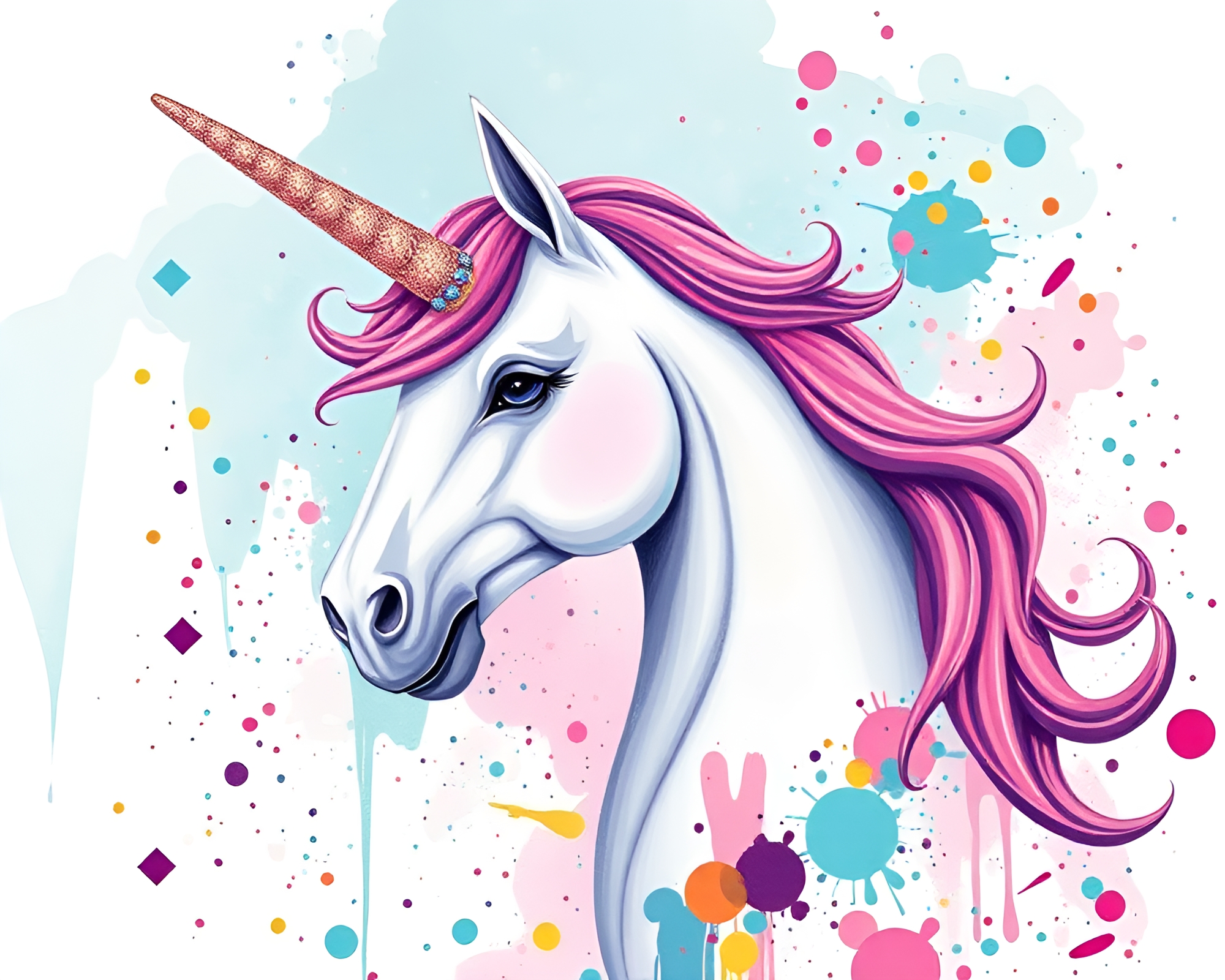 Unicorn Beadwork Accents in Vibrant Editorial Illustration – free AI stock image