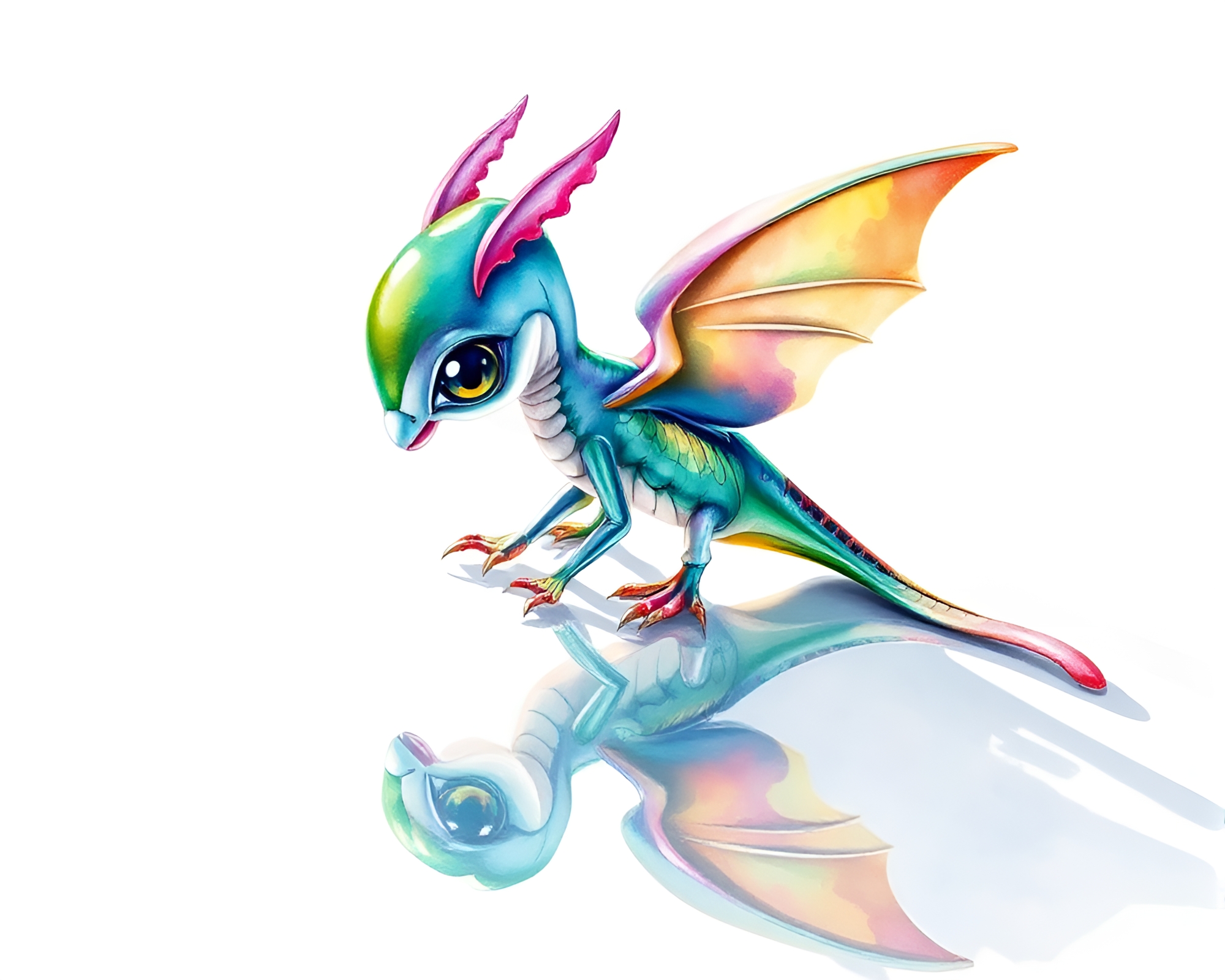 Glistening Chimera: Chrome Reflections in Toon Shading – free AI stock image