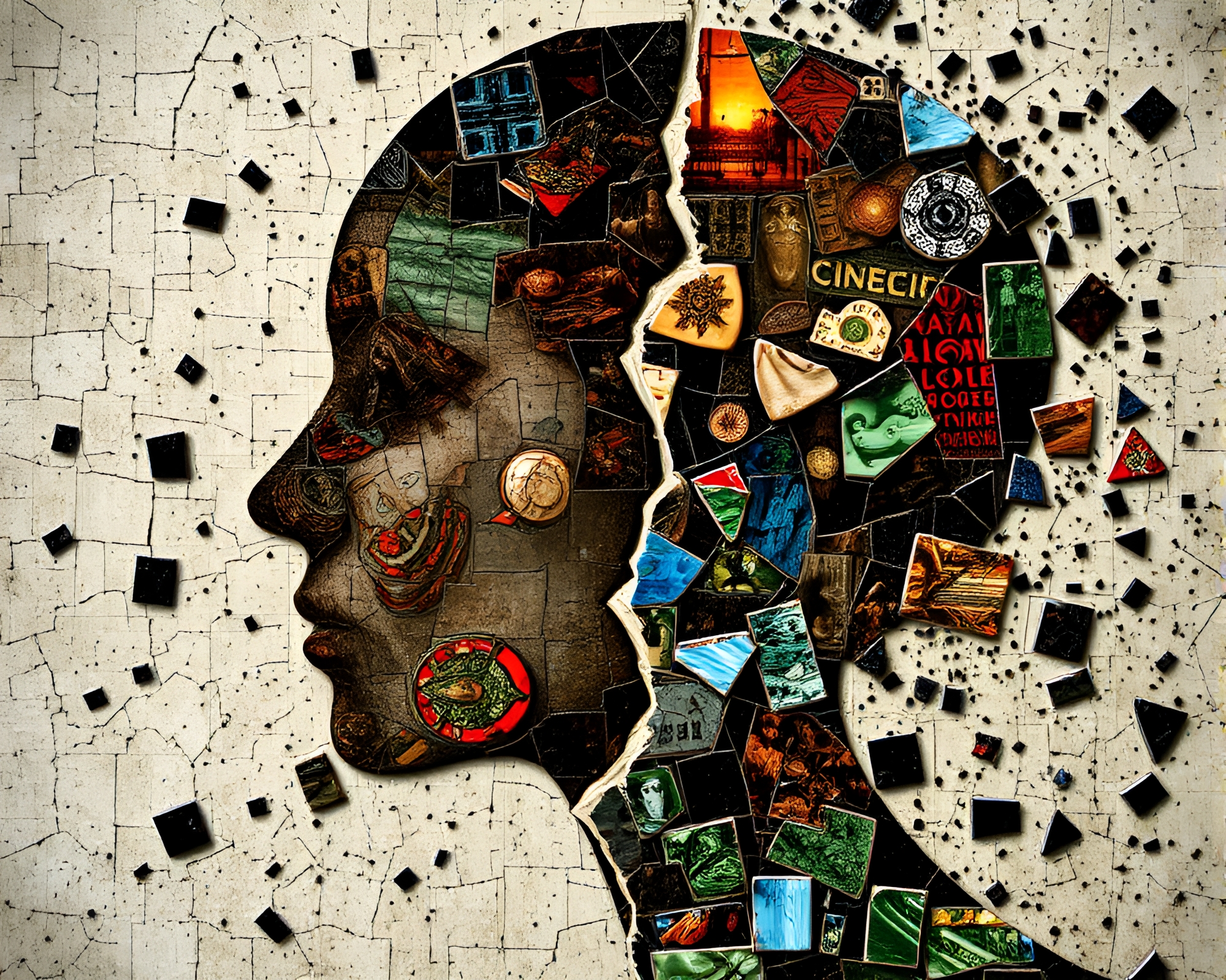 Ethereal Banshee Amidst Broken Mosaic Fragments – free AI stock image