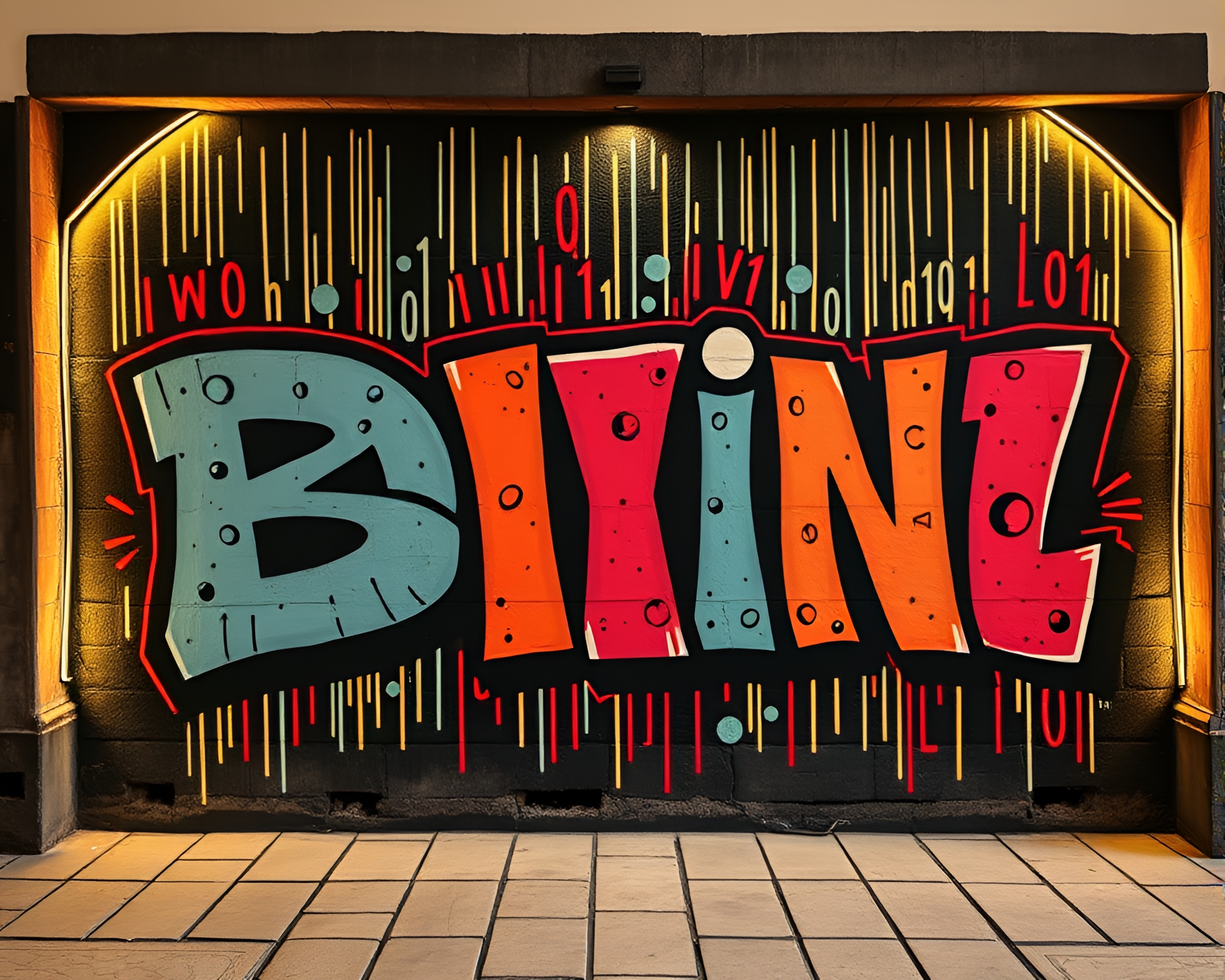 Digital Binary Dreams: Neon Woodcut Illumination – free AI stock image