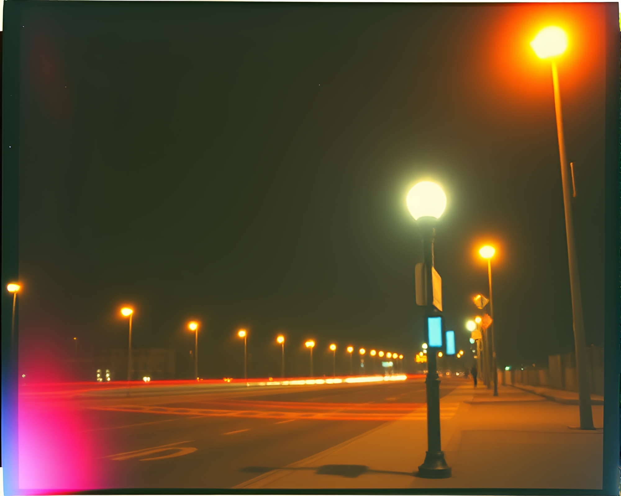 Astronaut Reflection in Streetlamp Glow Polaroid Portrait – free AI stock image