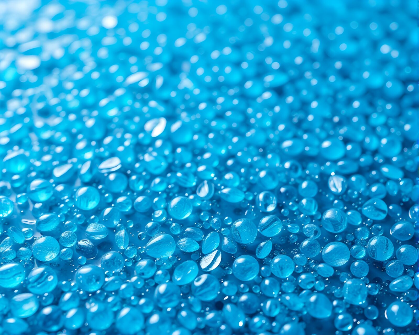 Ocean-blue data visualization of savannah with wet glass beads