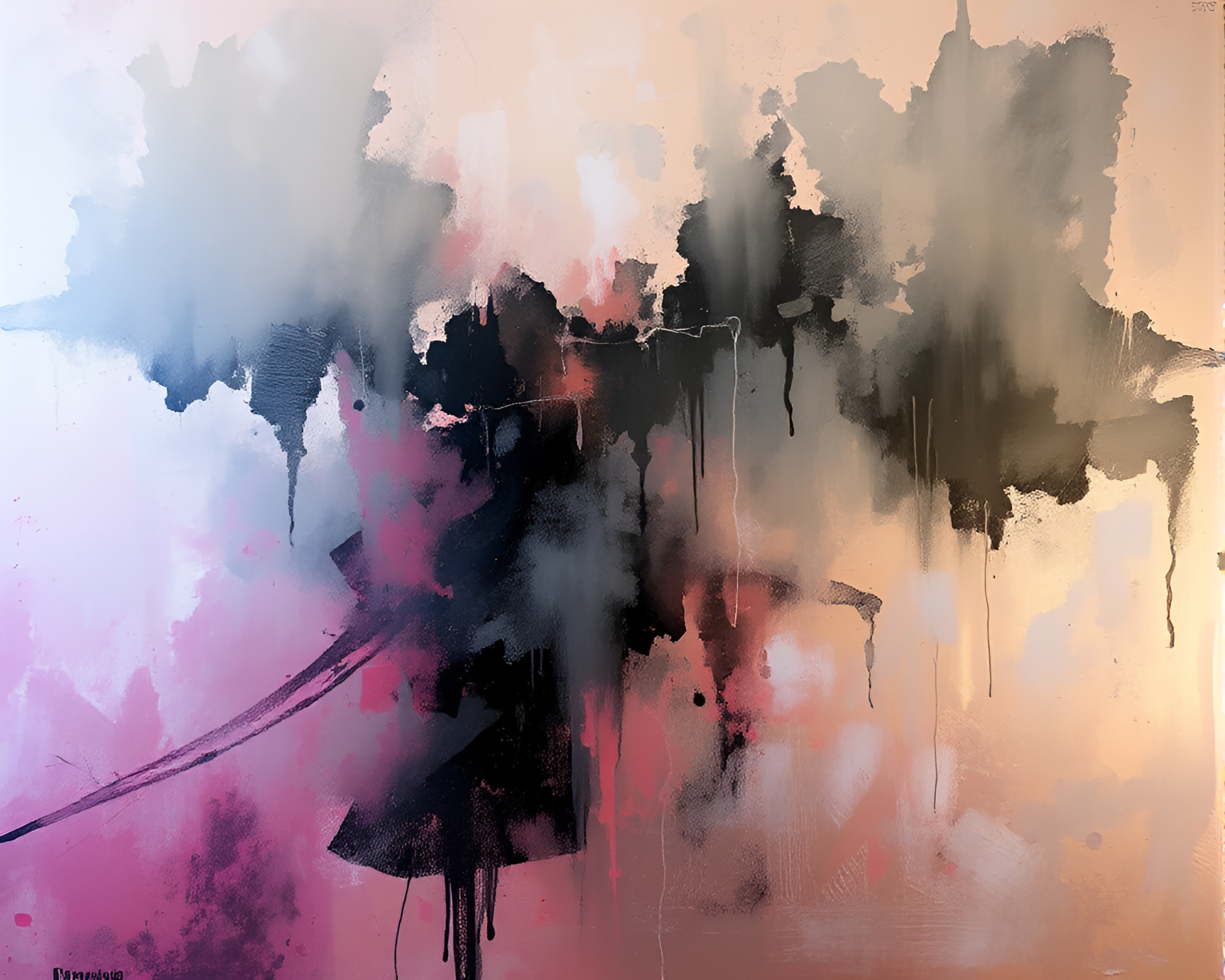 Abstract Chrome Reflection in Smoky Action Painting – free AI stock image