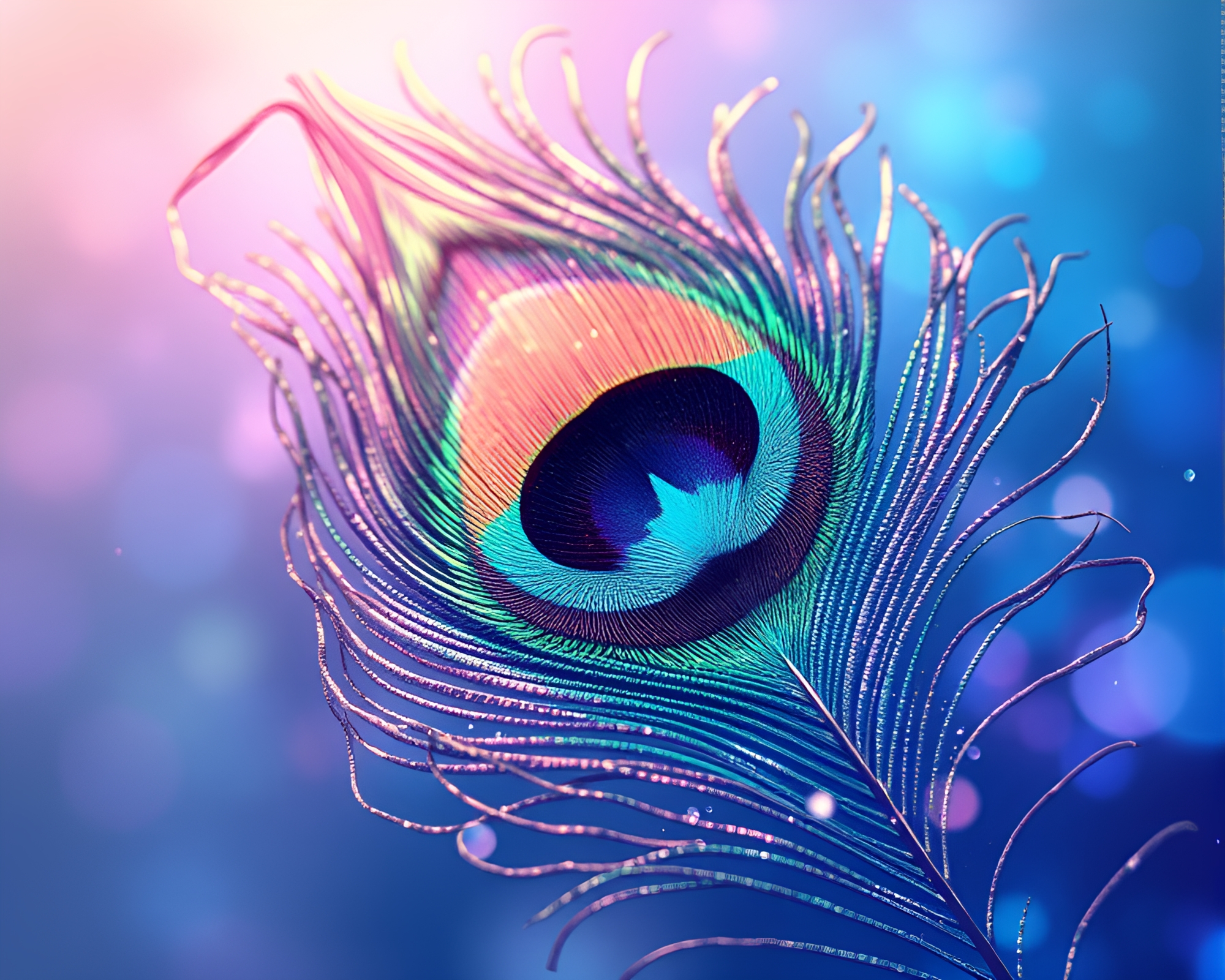 Peacock feather iridescent soap film dream – free AI stock image