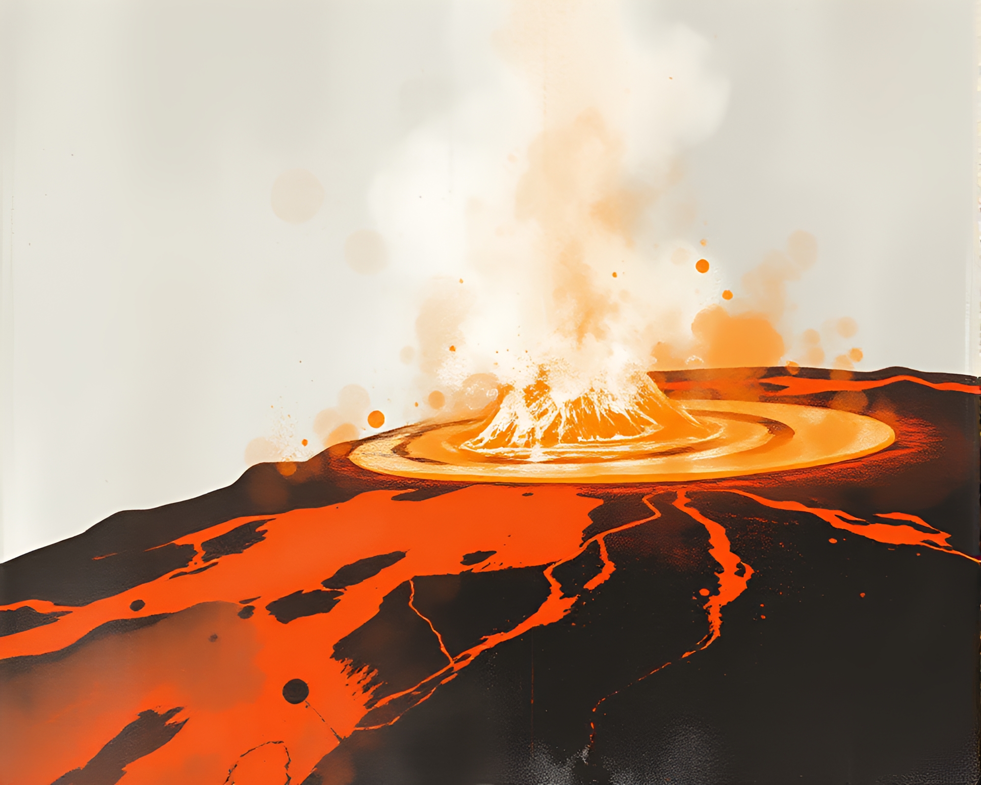 Surreal Halftone Hot Spring Amidst Volcanic Ash – free AI stock image