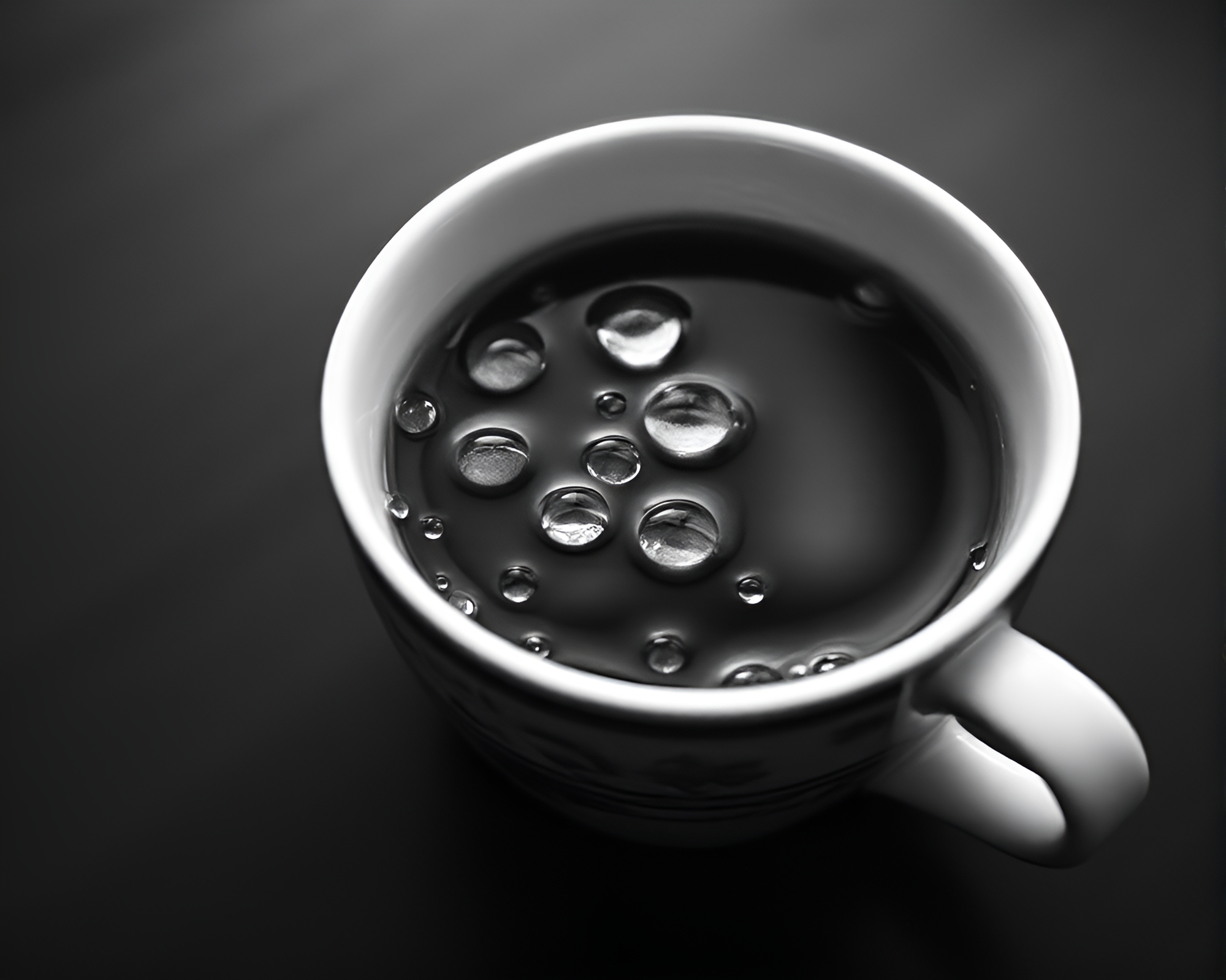 Surreal Floating Tea Cup with Dew Drops – free AI stock image