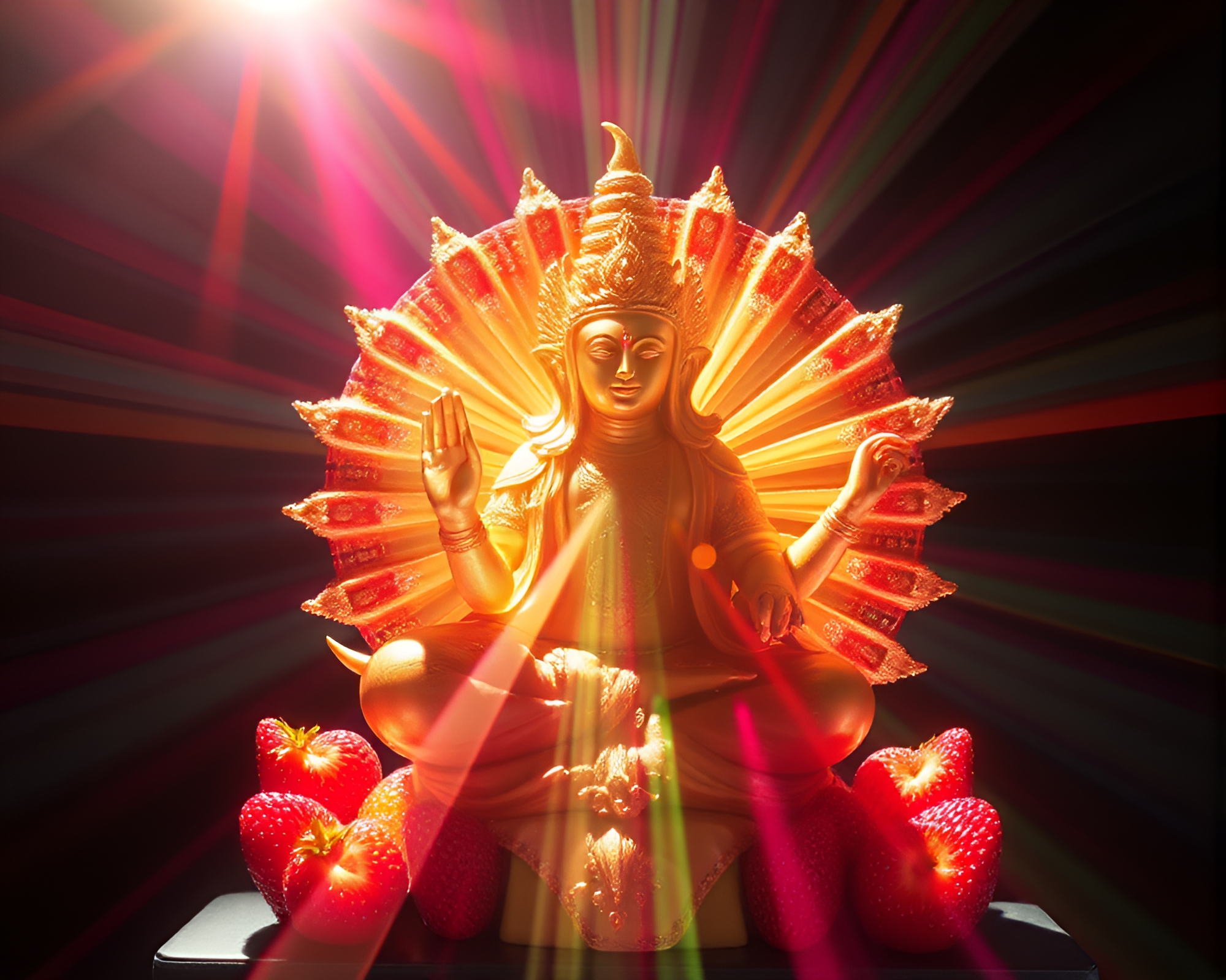 Vibrant Fruit Tart with Ethereal Sunlight – free AI stock image