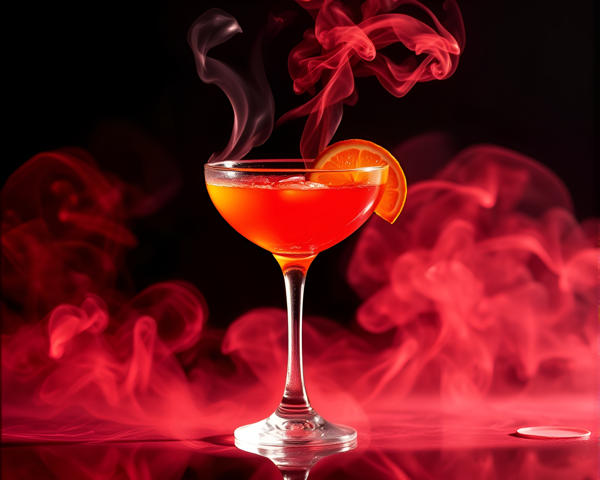 Ethereal Blood Orange Cocktail with Smoke Plumes – free AI stock image