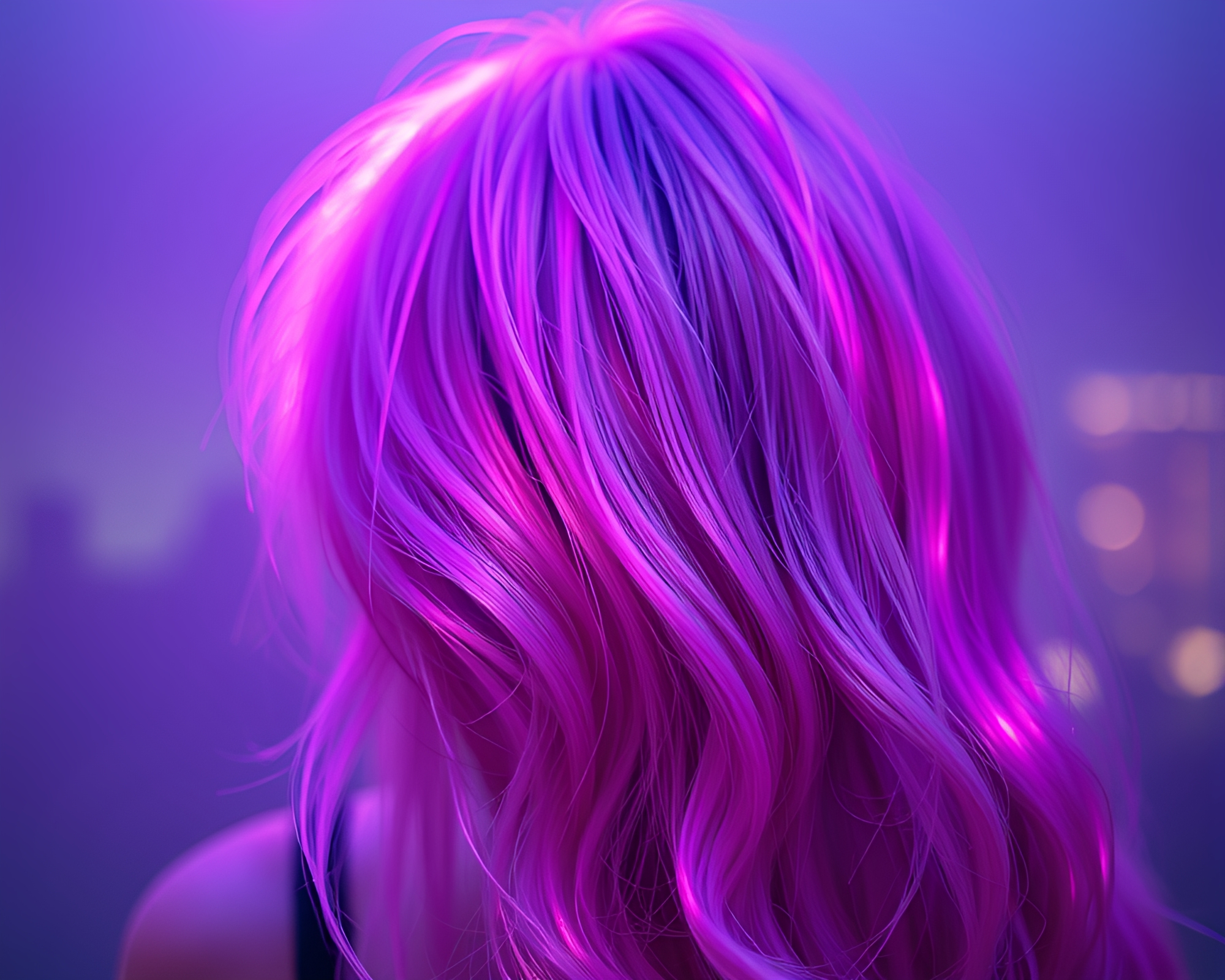 Lavender Twilight Neon Sign Fiber Optics Hair Simulation – free AI stock image