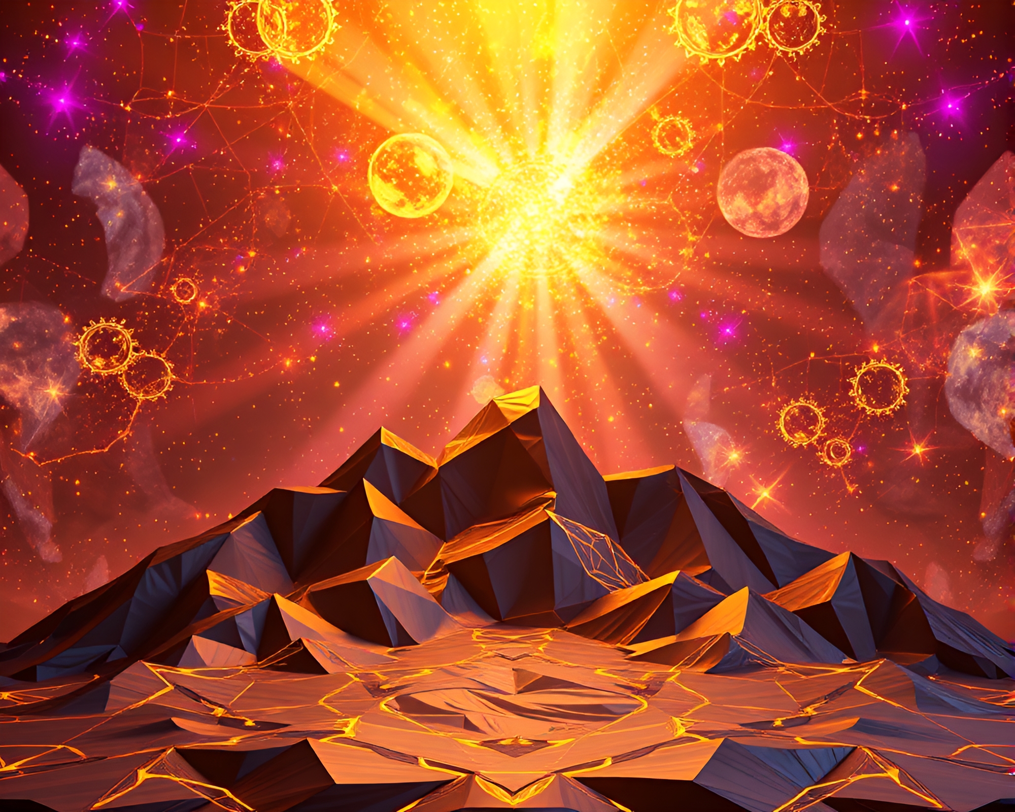 Astral Savannah: High-Poly Vignette Border – free AI stock image