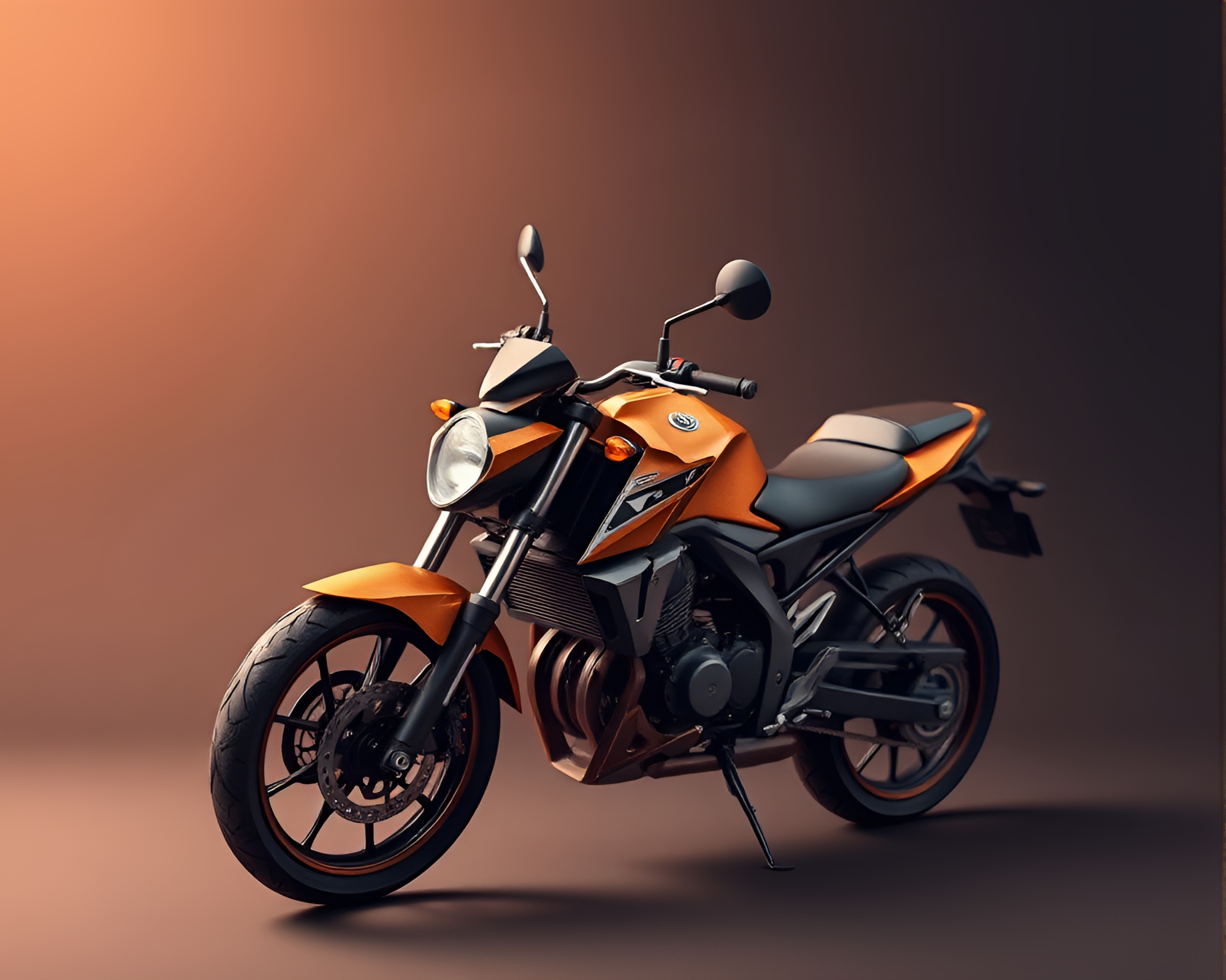 Origami-style Motorcycle in Earth Tone Gradient Lighting – free AI stock image