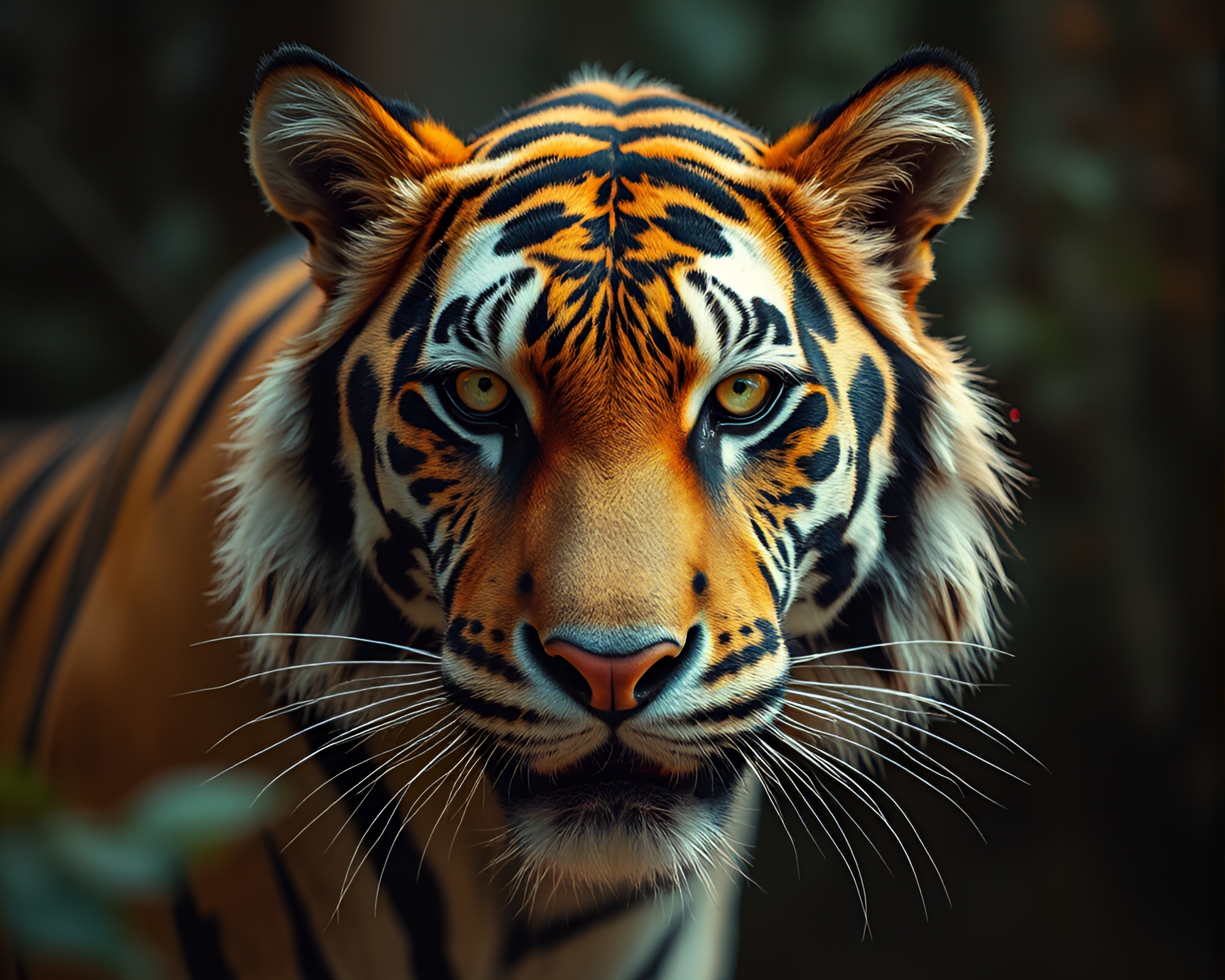 Hyper-Realistic Tiger Emerges through Acid Wash Light Leaks – free AI stock image