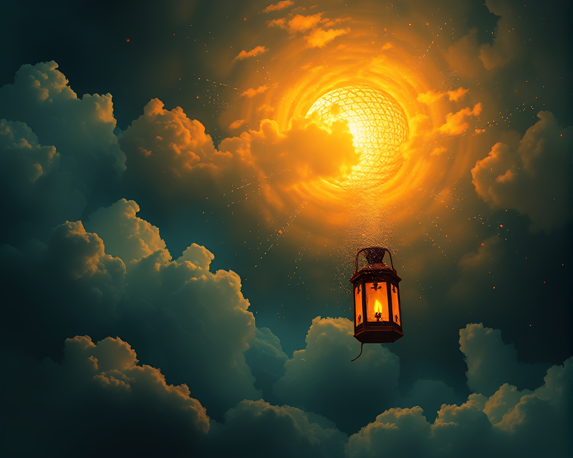 Explosion Cloud Oil Lantern Disco Ball Art – free AI stock image