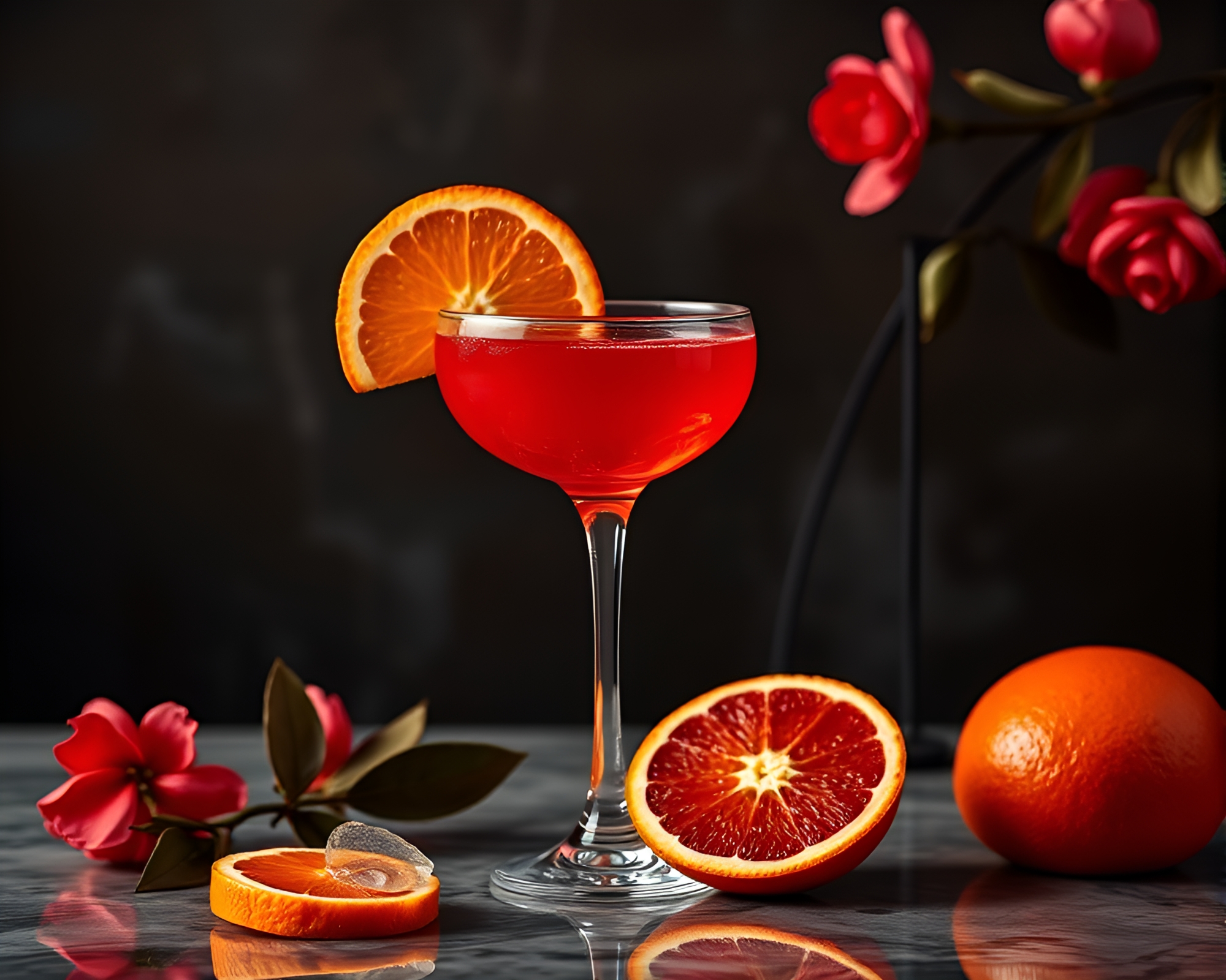 Blood Orange Cocktail on Rule of Thirds Bar Counter – free AI stock image