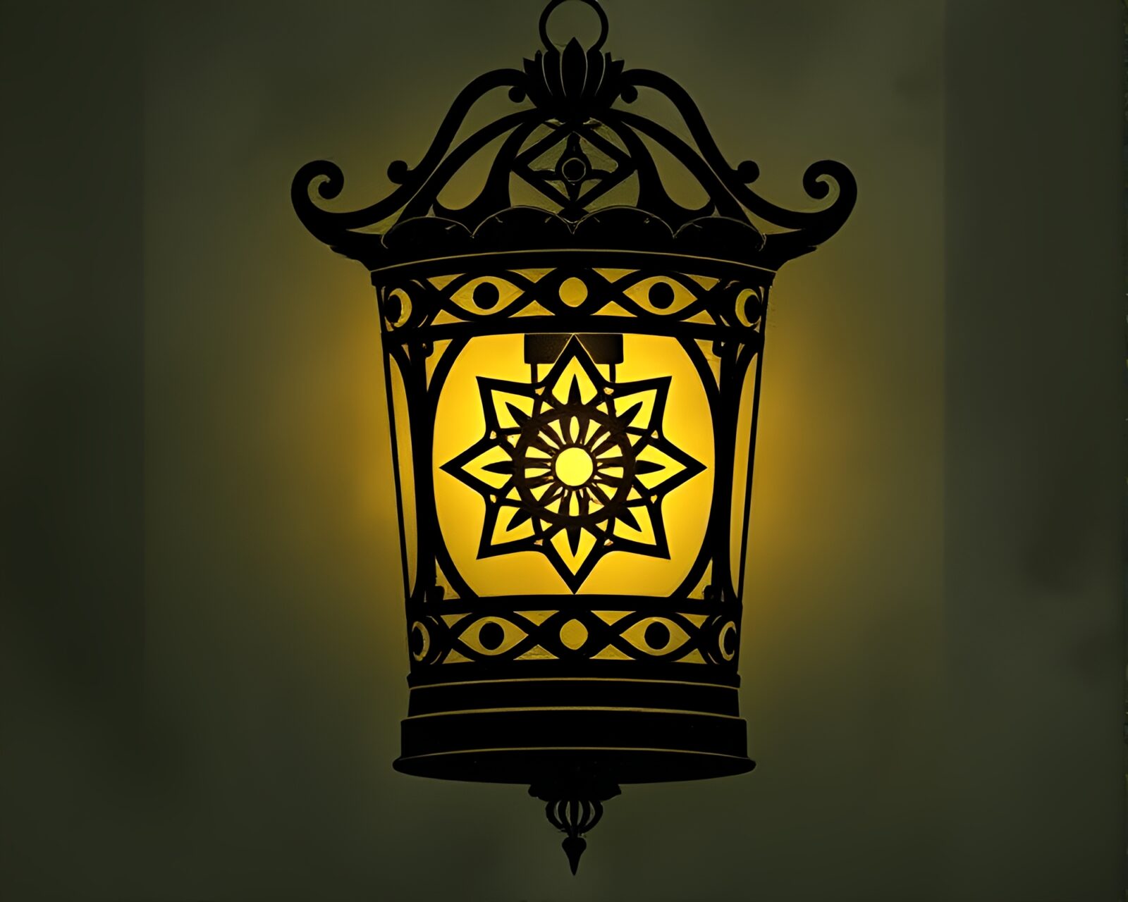 Abstract sigil glowing in lantern light with intricate textures