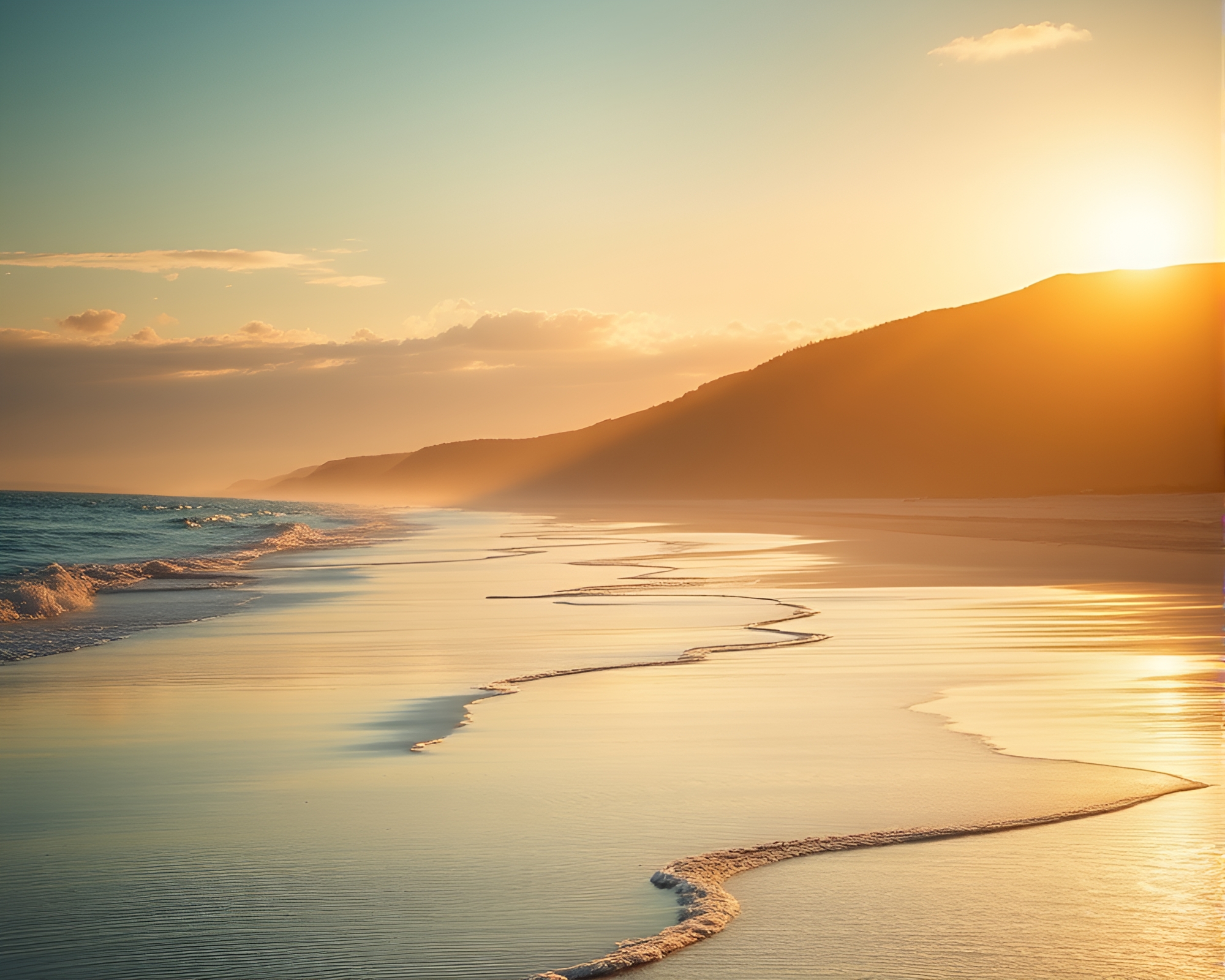 Golden Light Beach Portrait in GAN Art Style – free AI stock image