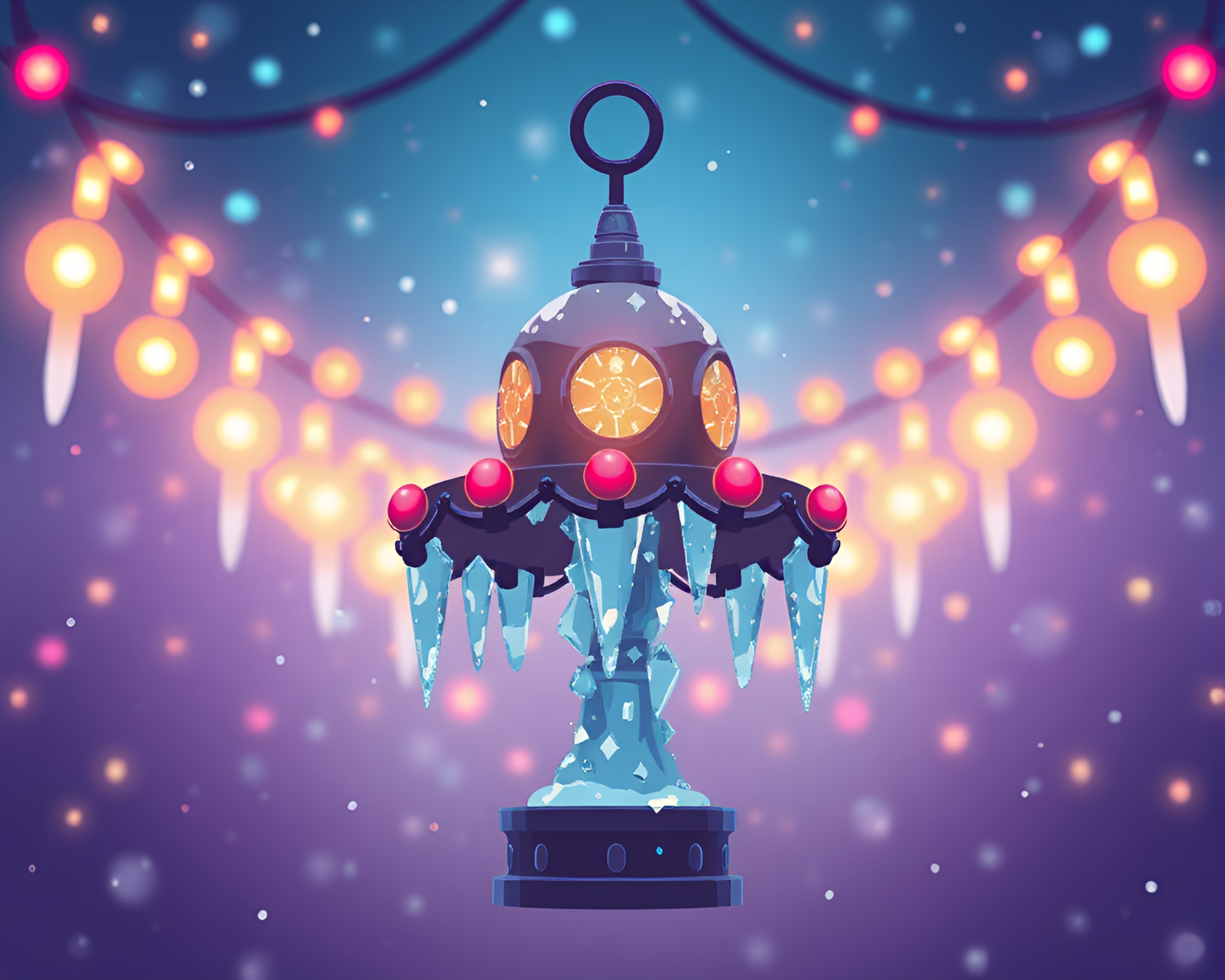 Ice Crystal Carnival Lamp in 8-Bit Style – free AI stock image
